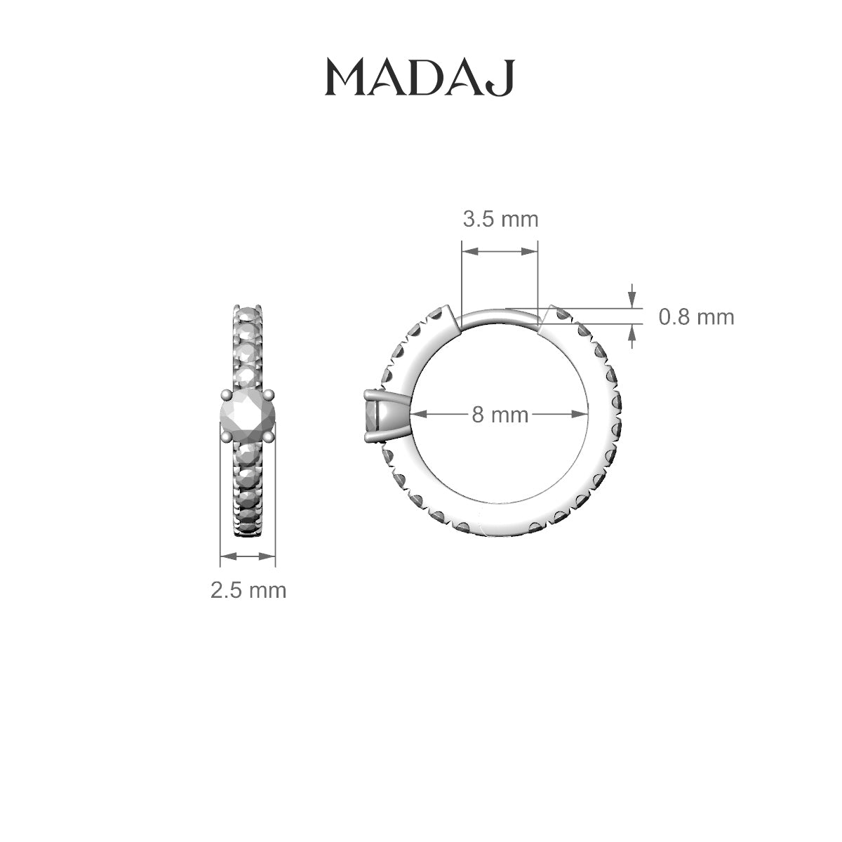 Inanna | 18k White Gold 8 mm Round Emerald & Diamond Hoop Piercing
