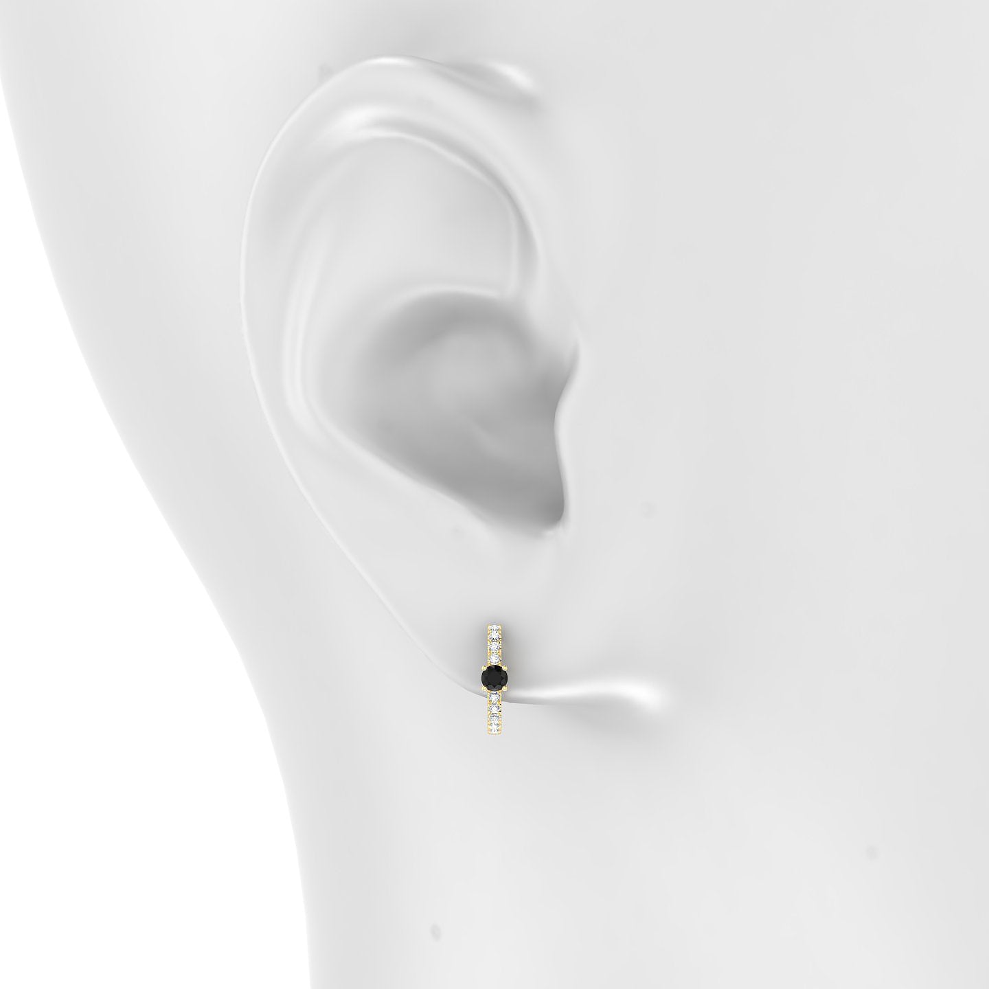 Inanna | 18k Yellow Gold 8 mm Round Black Diamond & Diamond Hoop Piercing