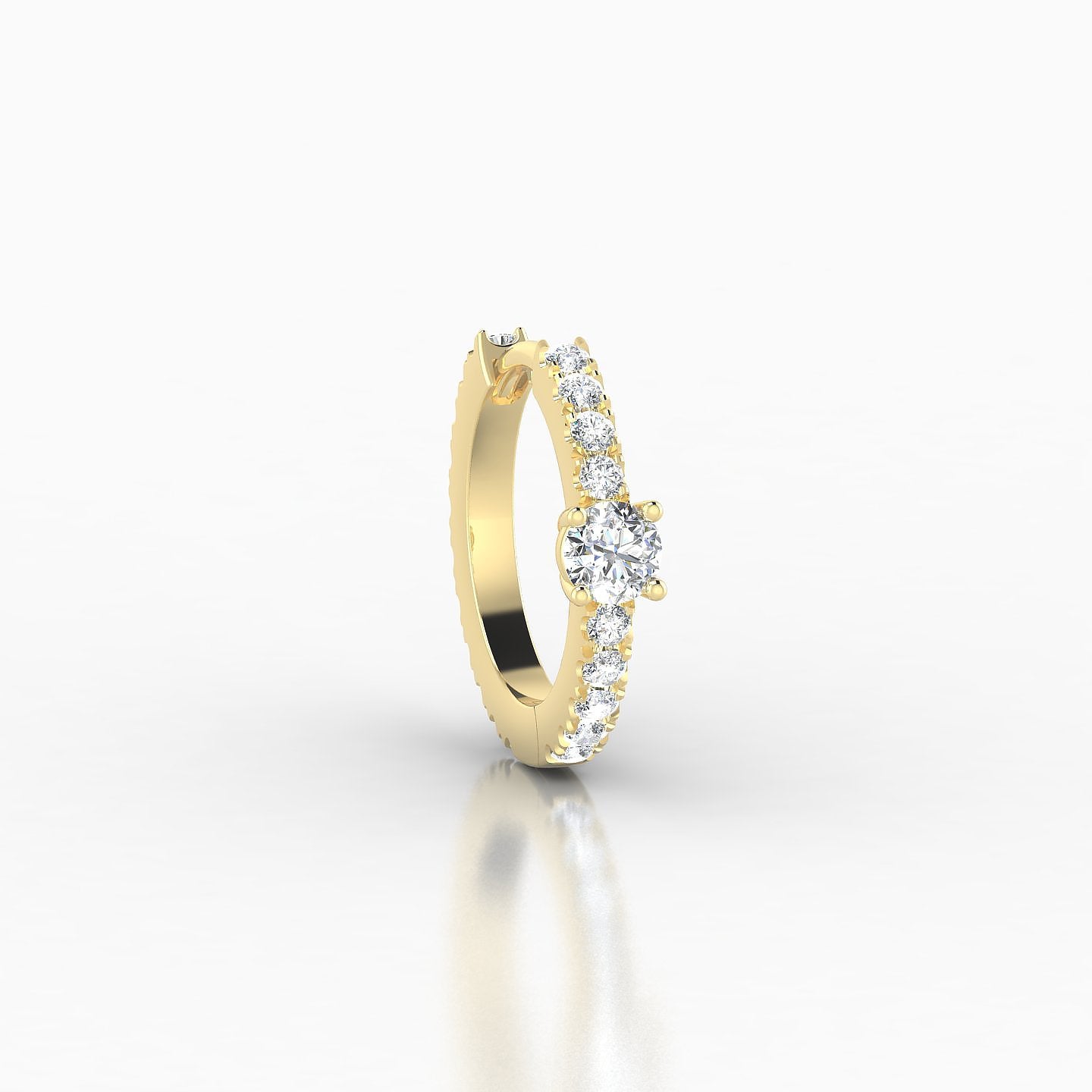 Inanna | 18k Yellow Gold 8 mm Round Diamond Nose Ring Piercing