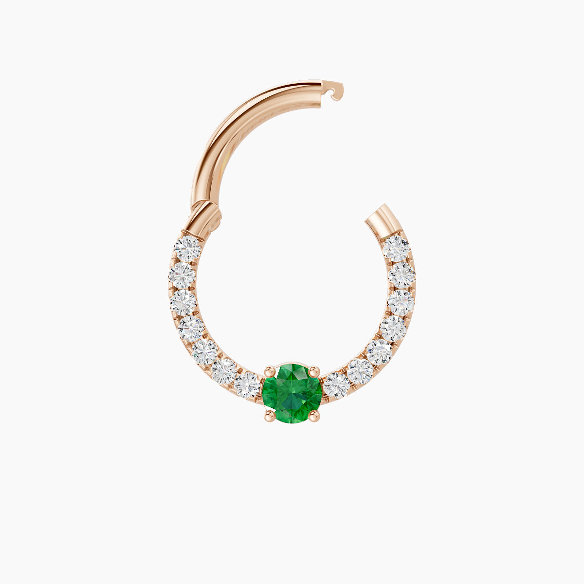 Inanna | 18k Rose Gold 8 mm Round Emerald & Diamond Septum Piercing