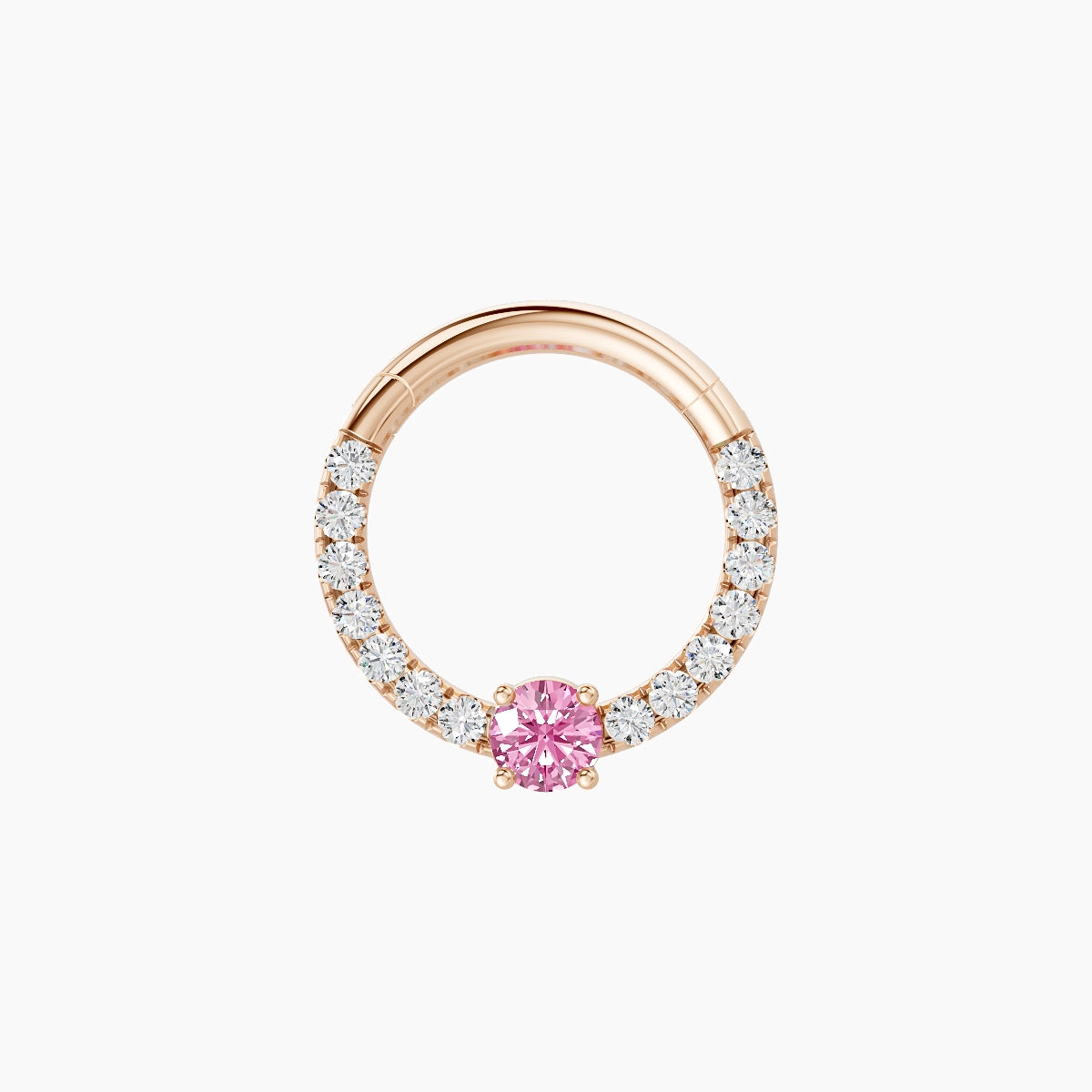 Inanna | 18k Rose Gold 8 mm Round Pink Sapphire & Diamond Septum Piercing