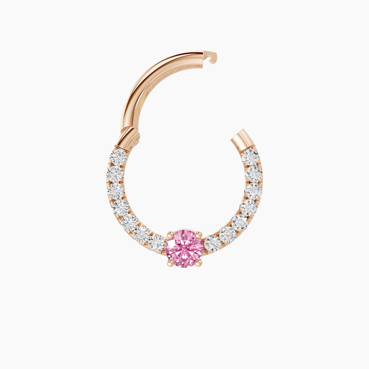 Inanna | 18k Rose Gold 8 mm Round Pink Sapphire & Diamond Septum Piercing