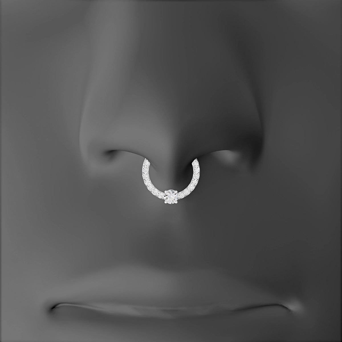 Inanna | 18k White Gold 8 mm Round Diamond Septum Piercing