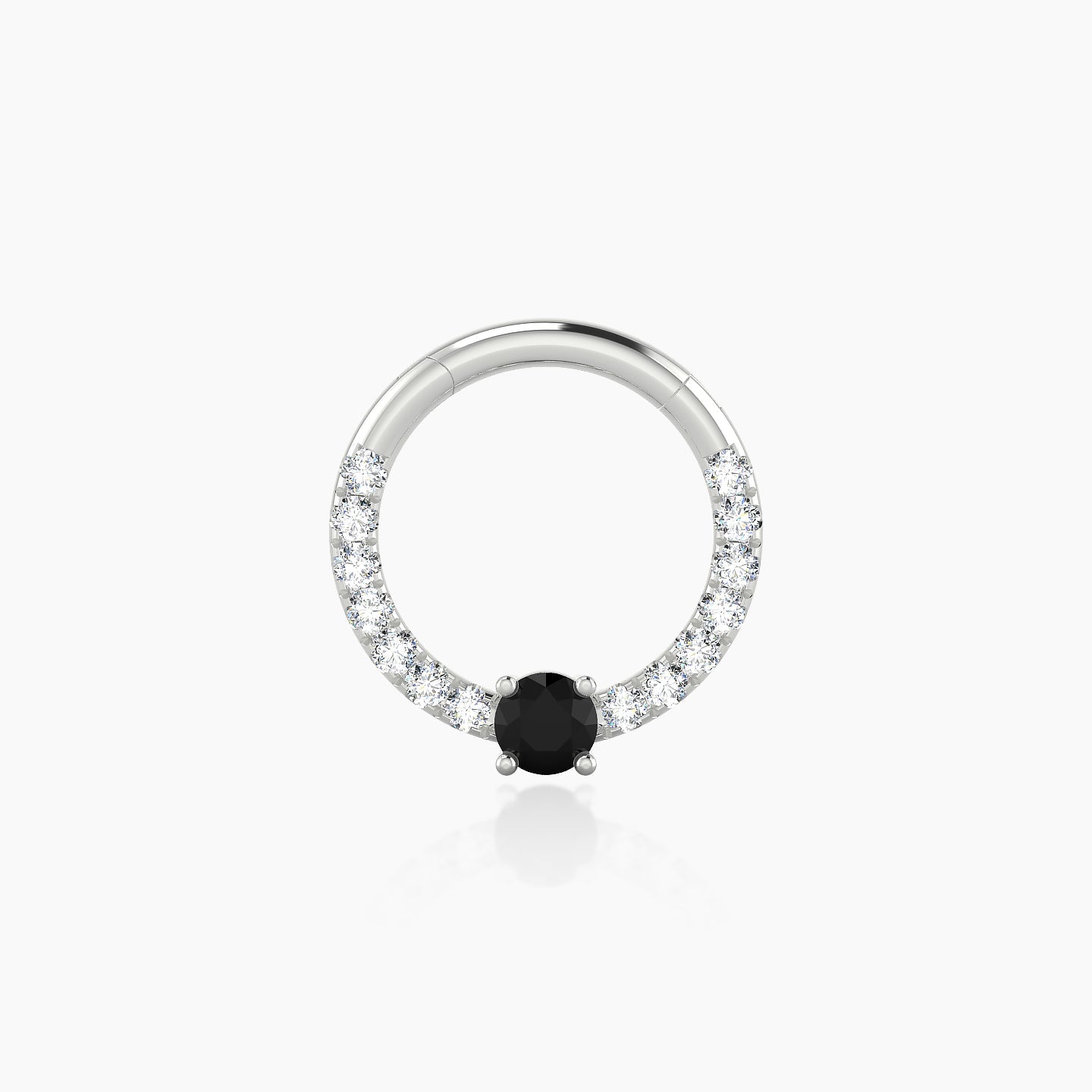 Inanna | 18k White Gold 8 mm Round Black Diamond & Diamond Septum Piercing