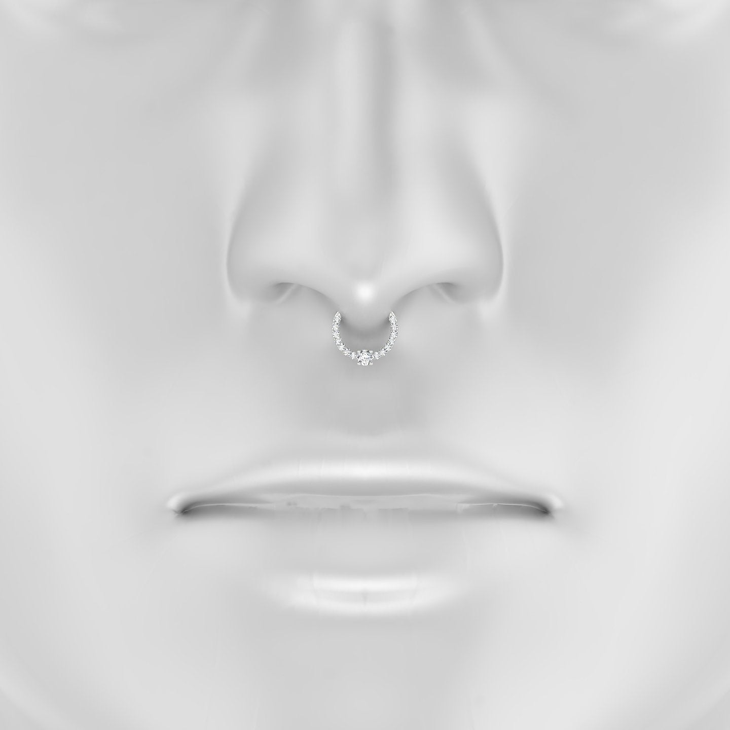 Inanna | 18k White Gold 8 mm Round Diamond Septum Piercing