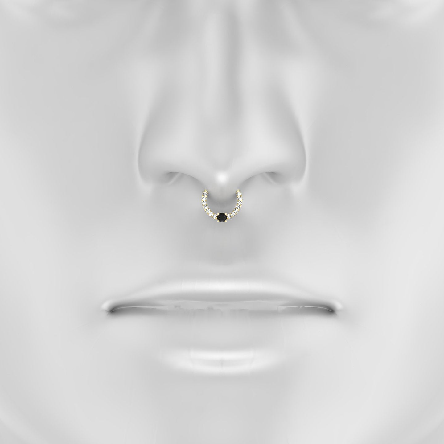 Inanna | 18k Yellow Gold 8 mm Round Black Diamond & Diamond Septum Piercing