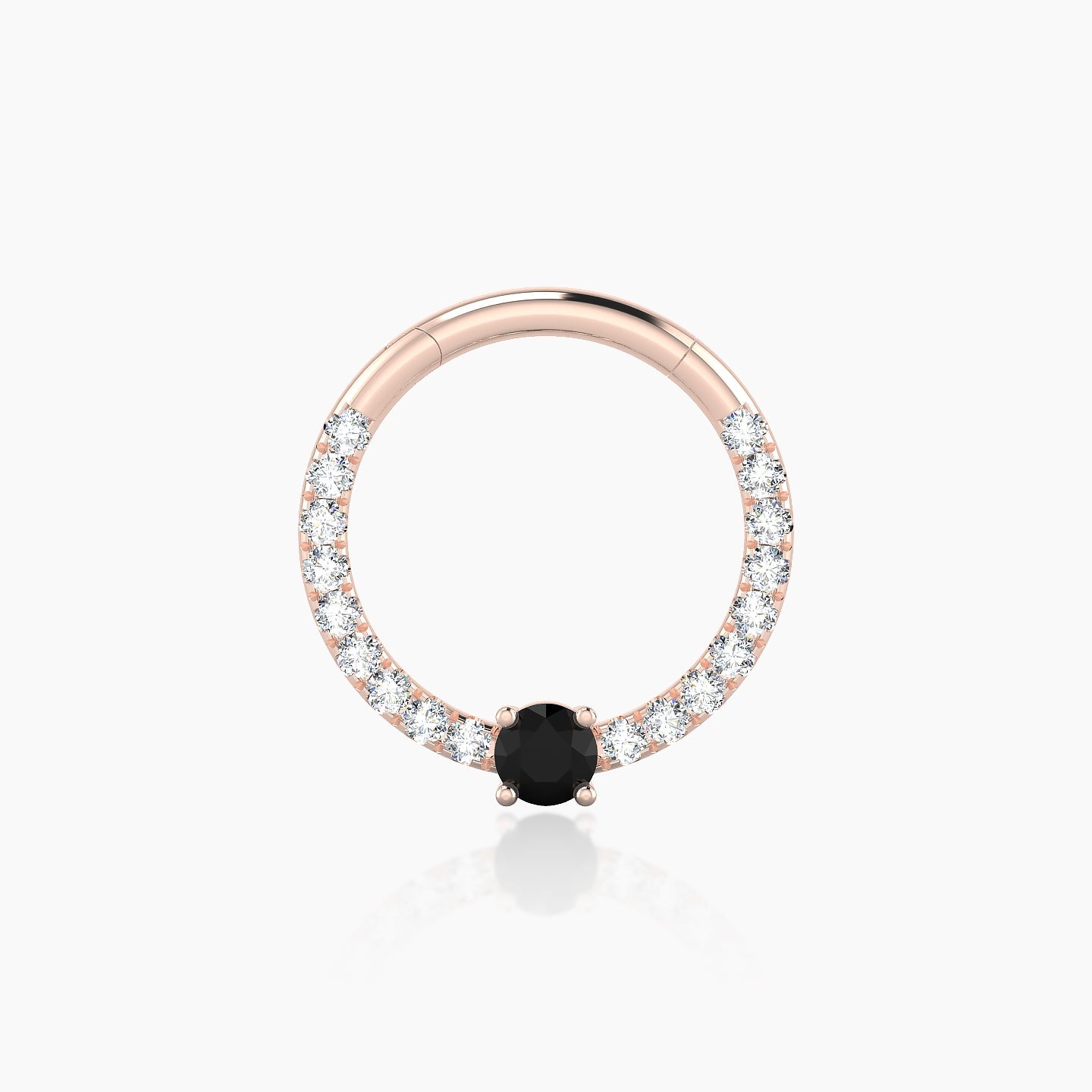 Inanna | 18k Rose Gold 9.5 mm Round Black Diamond & Diamond Daith Piercing