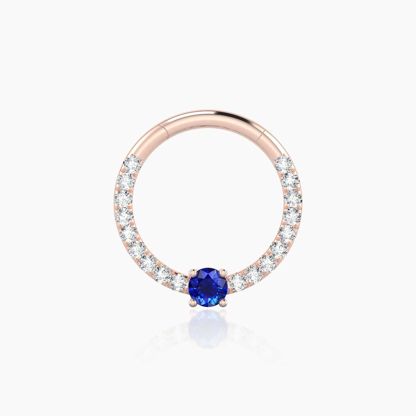 Inanna | 18k Rose Gold 9.5 mm Round Sapphire & Diamond Daith Piercing