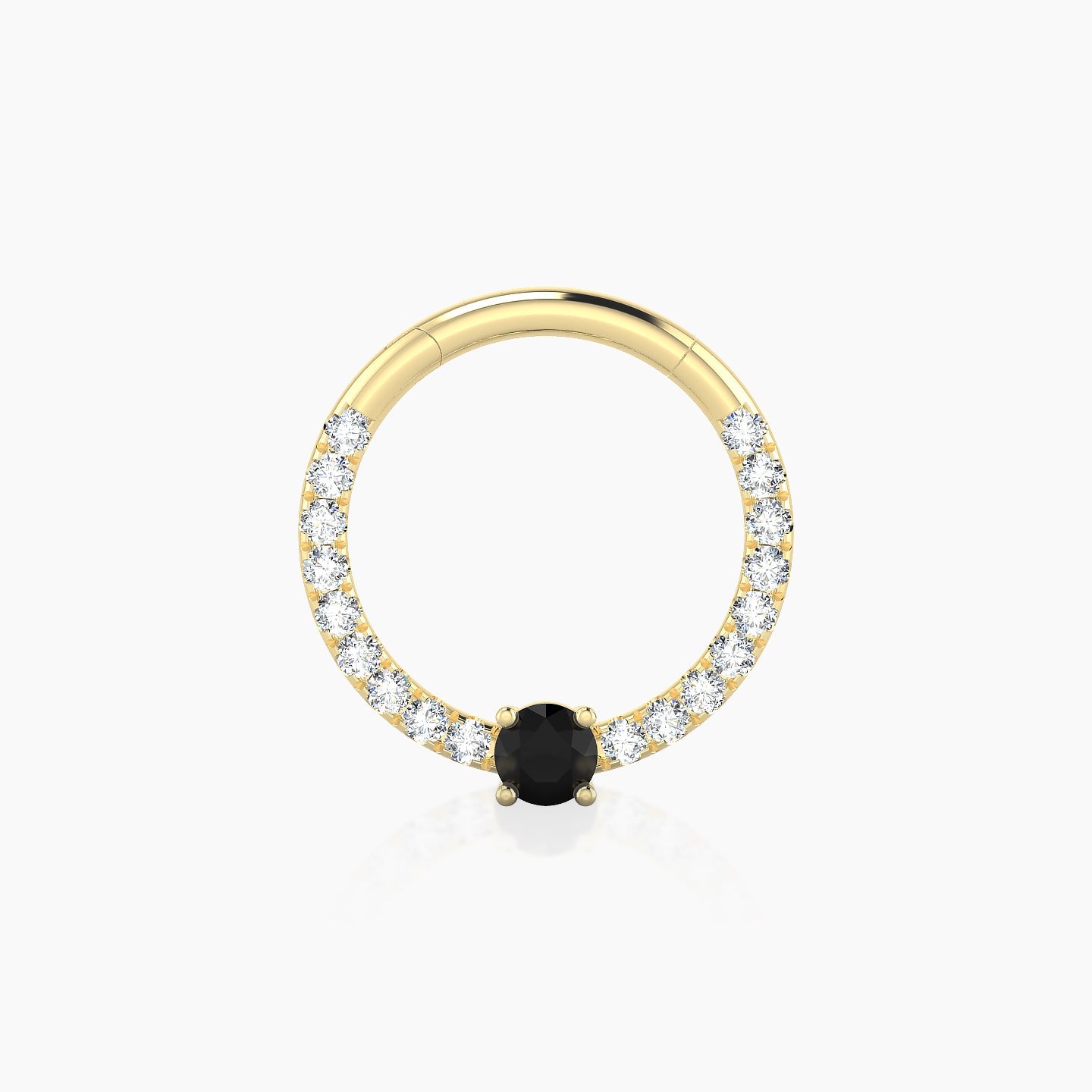 Inanna | 18k Yellow Gold 9.5 mm Round Black Diamond & Diamond Daith Piercing