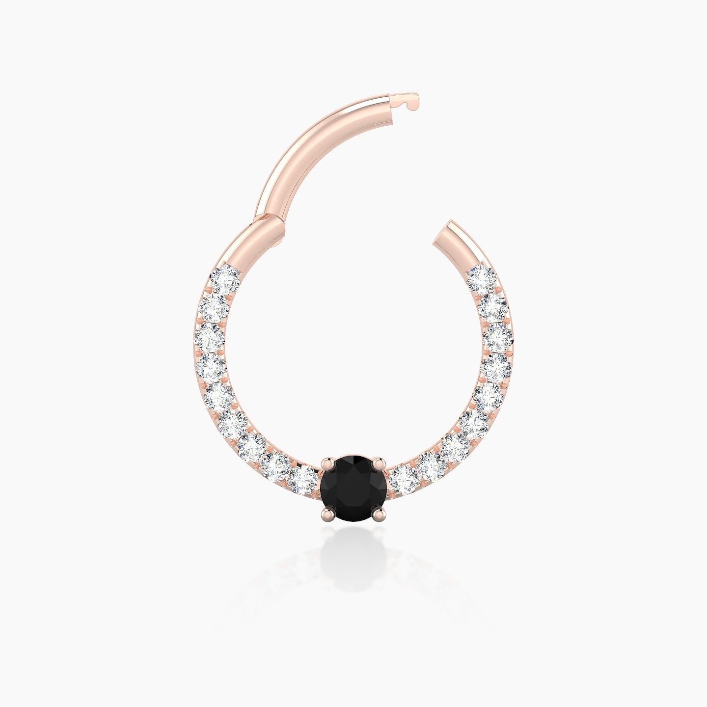 Inanna | 18k Rose Gold 9.5 mm Round Black Diamond & Diamond Daith Piercing