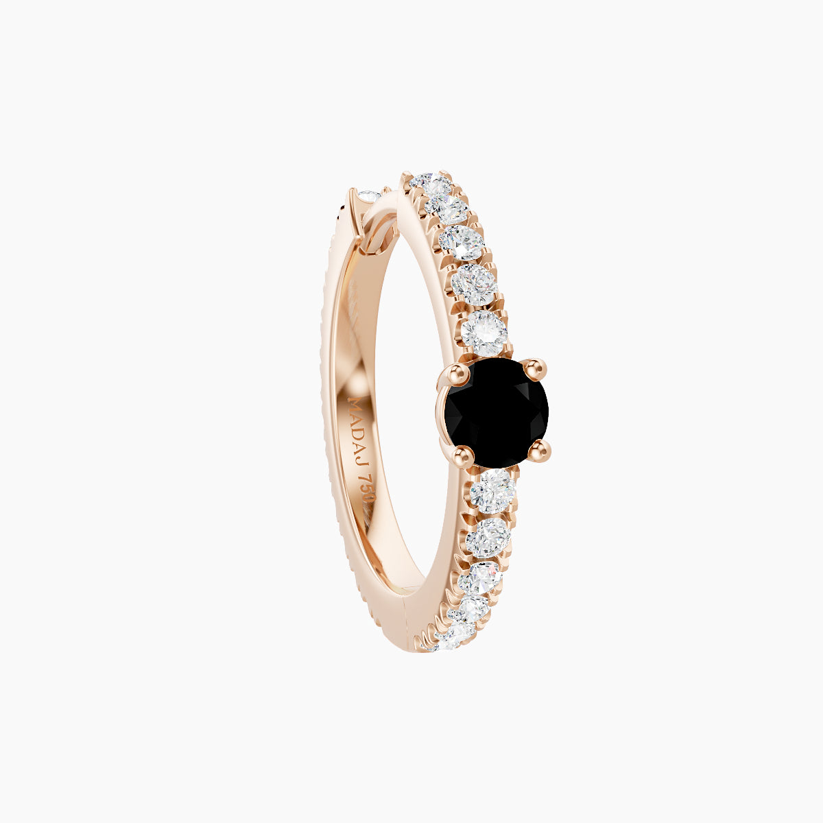 Inanna | 18k Rose Gold 9.5 mm Round Black Diamond & Diamond Hoop Piercing