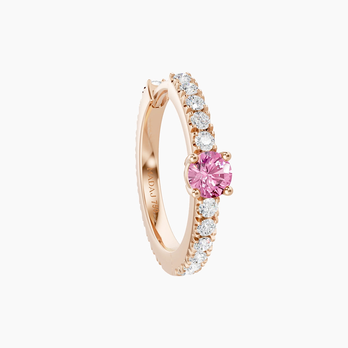 Inanna | 18k Rose Gold 9.5 mm Round Pink Sapphire & Diamond Hoop Piercing