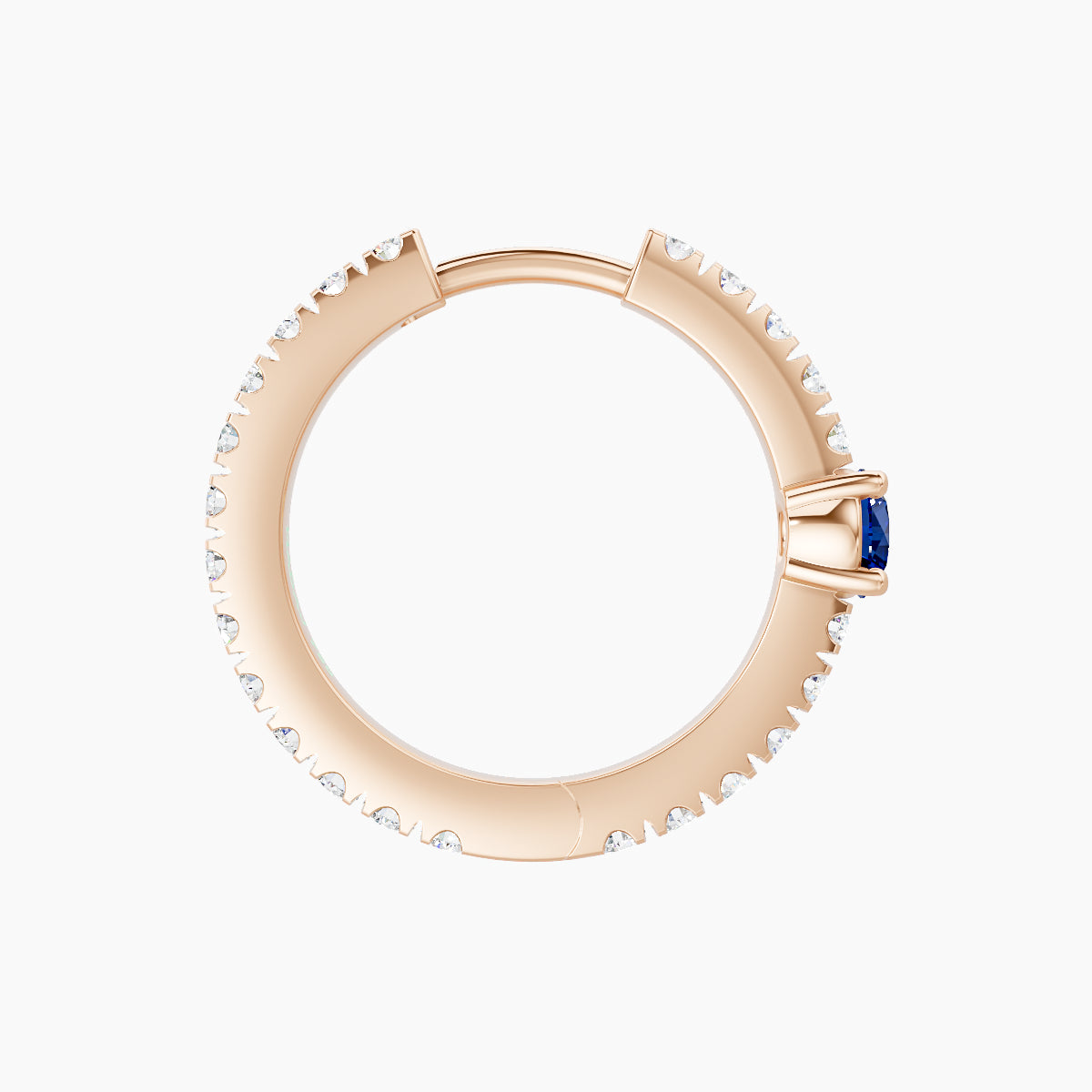 Inanna | 18k Rose Gold 9.5 mm Round Sapphire & Diamond Hoop Piercing