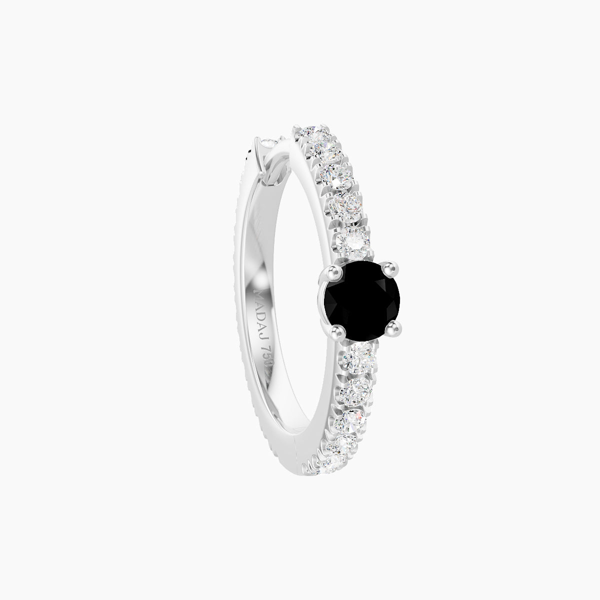 Inanna | 18k White Gold 9.5 mm Round Black Diamond & Diamond Hoop Piercing