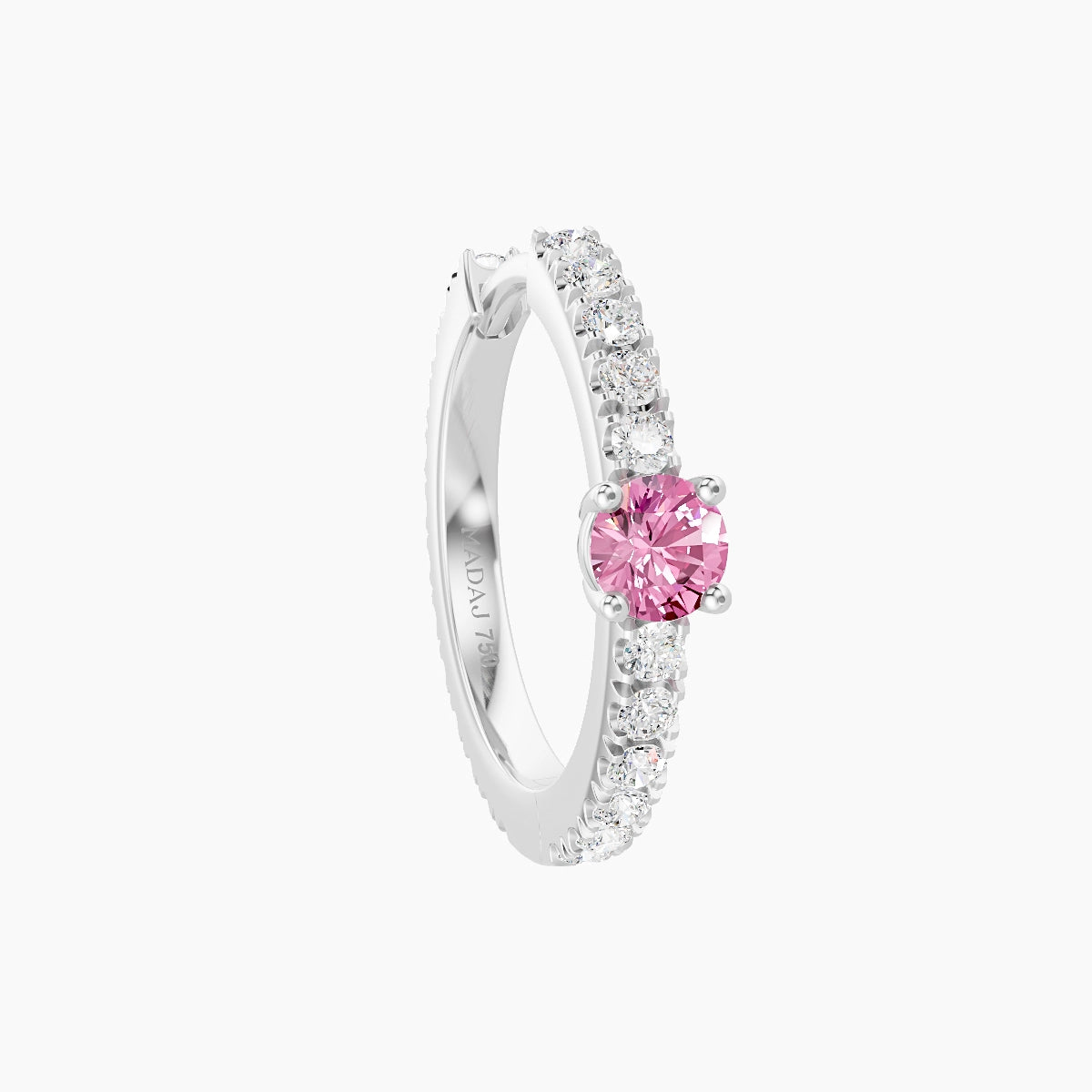 Inanna | 18k White Gold 9.5 mm Round Pink Sapphire & Diamond Hoop Piercing