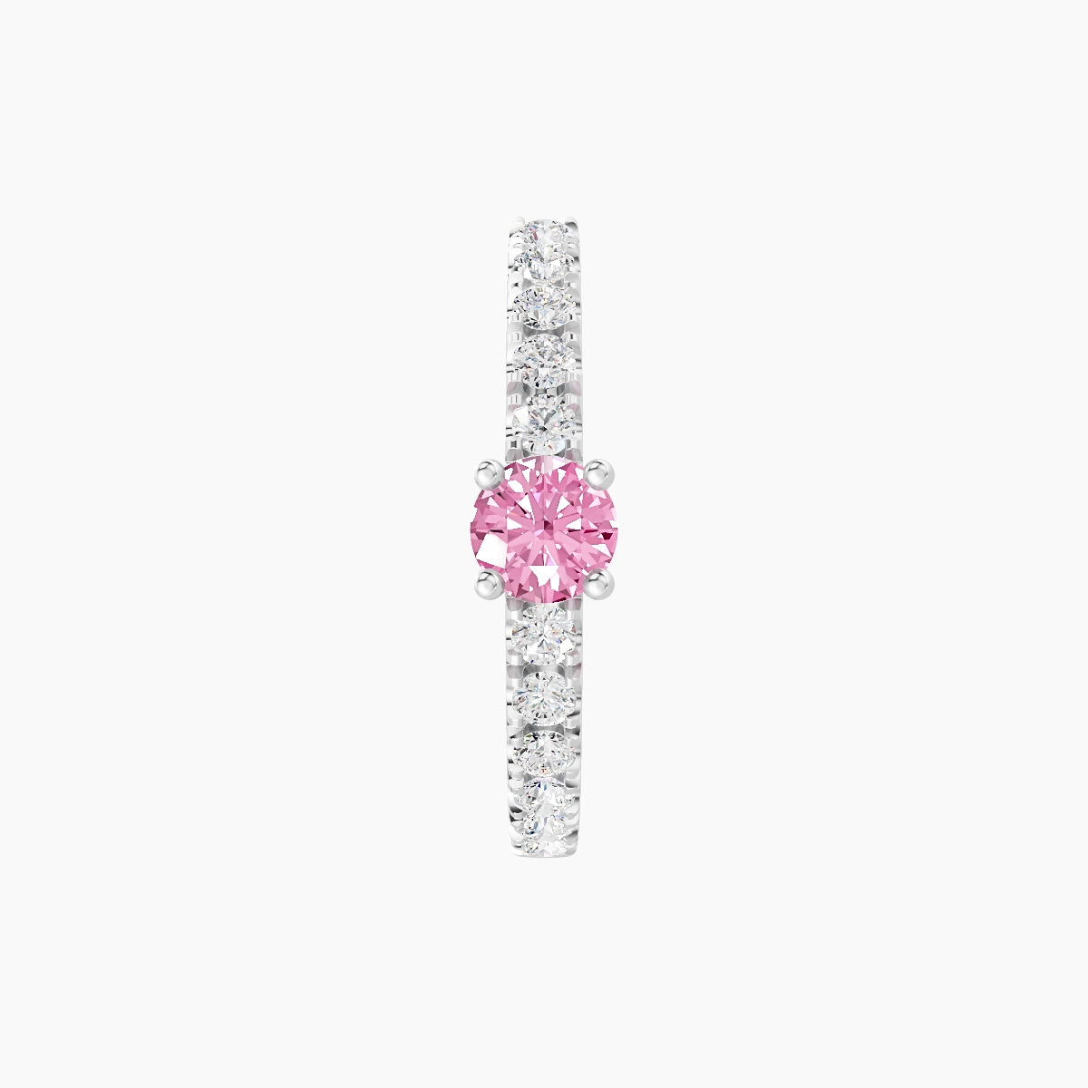 Inanna | 18k White Gold 9.5 mm Round Pink Sapphire & Diamond Hoop Piercing
