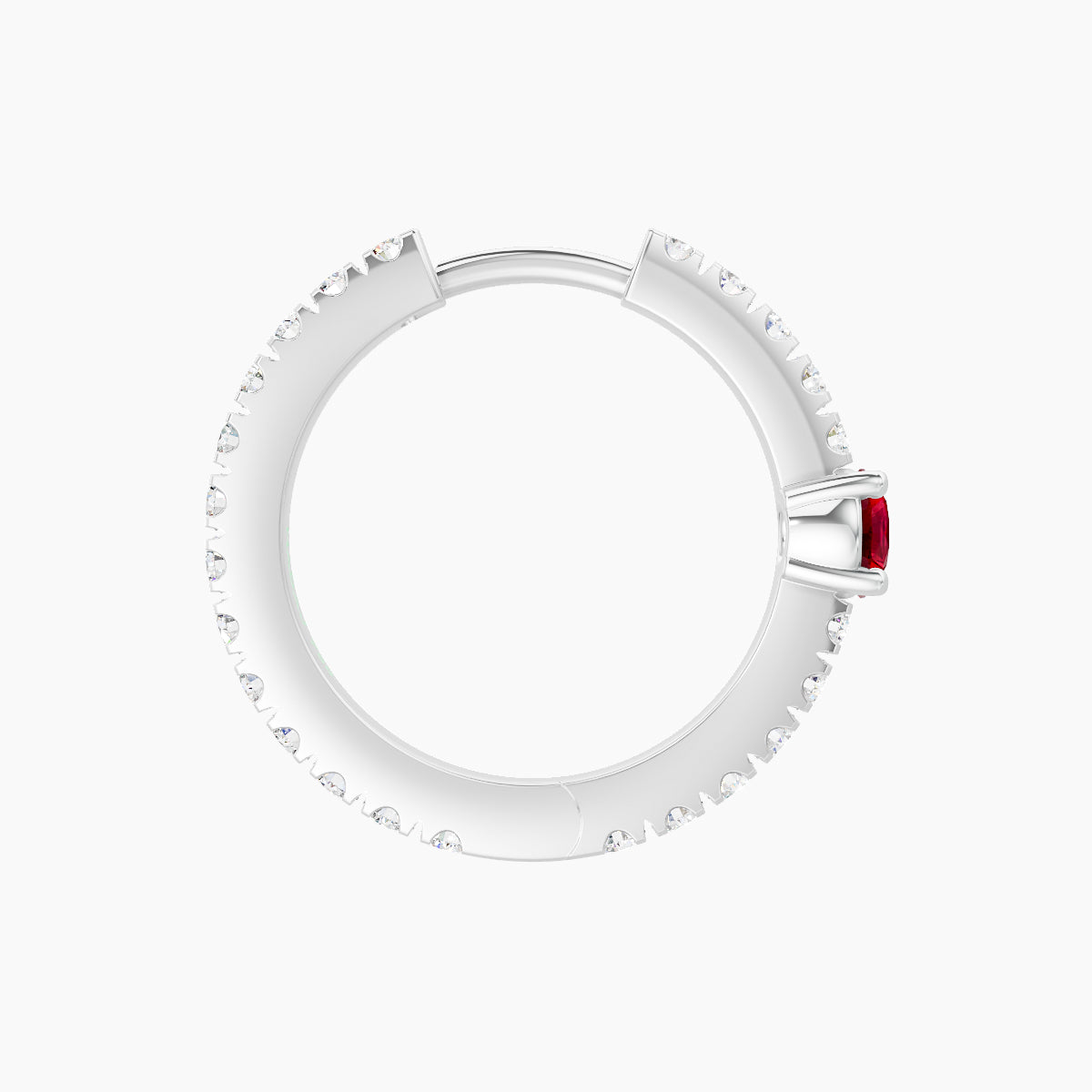 Inanna | 18k White Gold 9.5 mm Round Ruby & Diamond Hoop Piercing