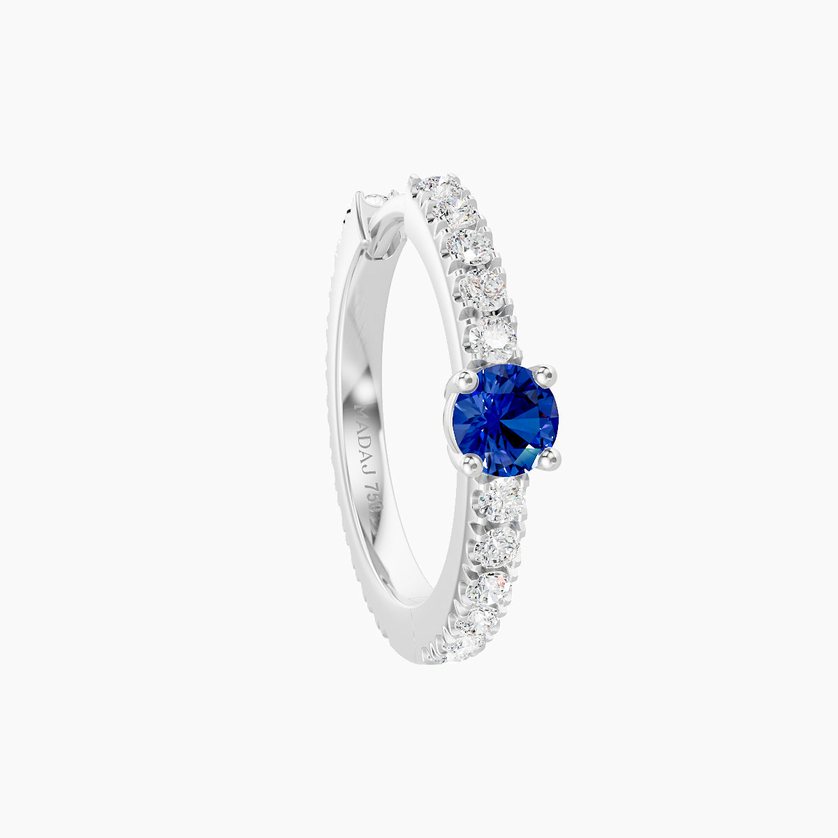 Inanna | 18k White Gold 9.5 mm Round Sapphire & Diamond Hoop Piercing
