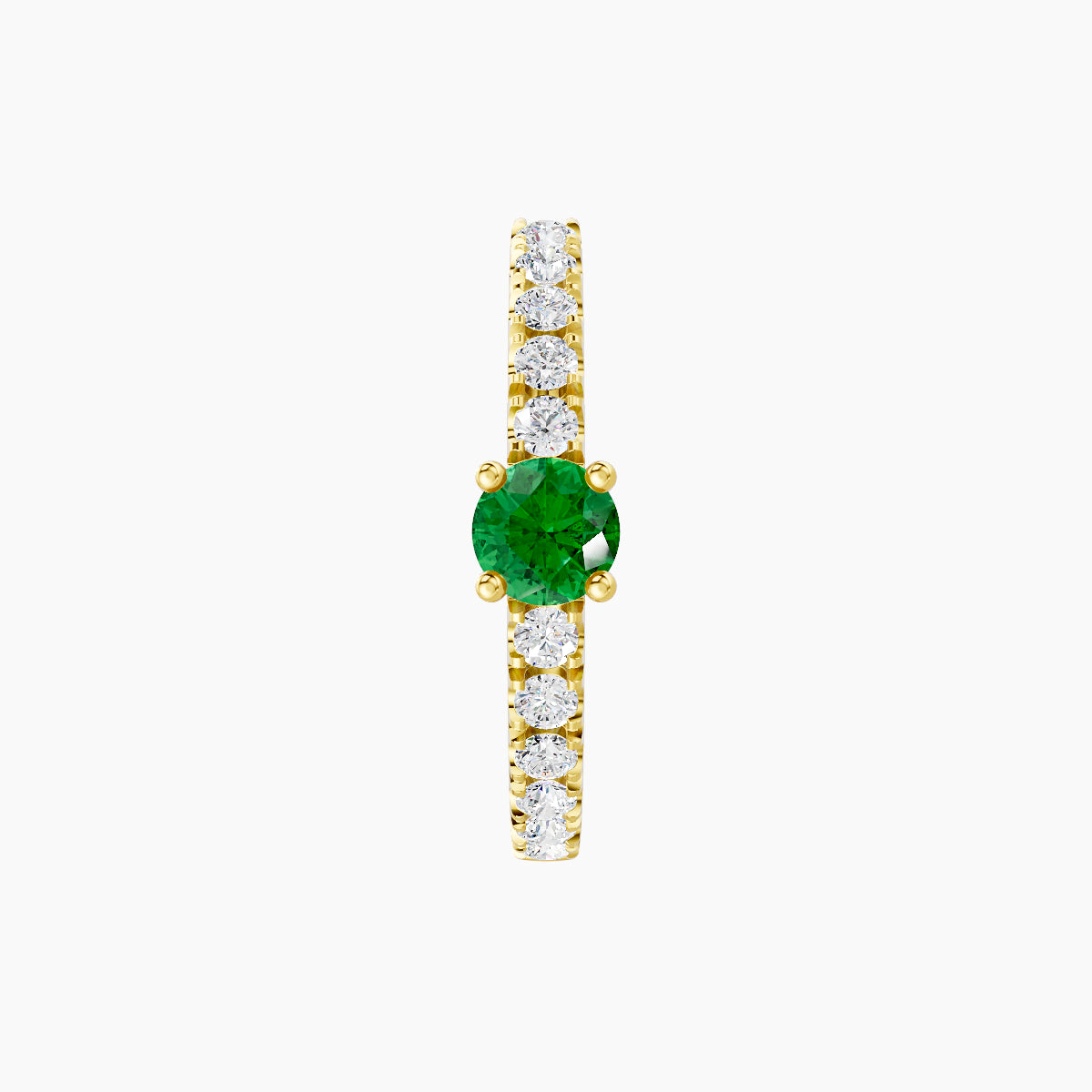 Inanna | 18k Yellow Gold 9.5 mm Round Emerald & Diamond Hoop Piercing