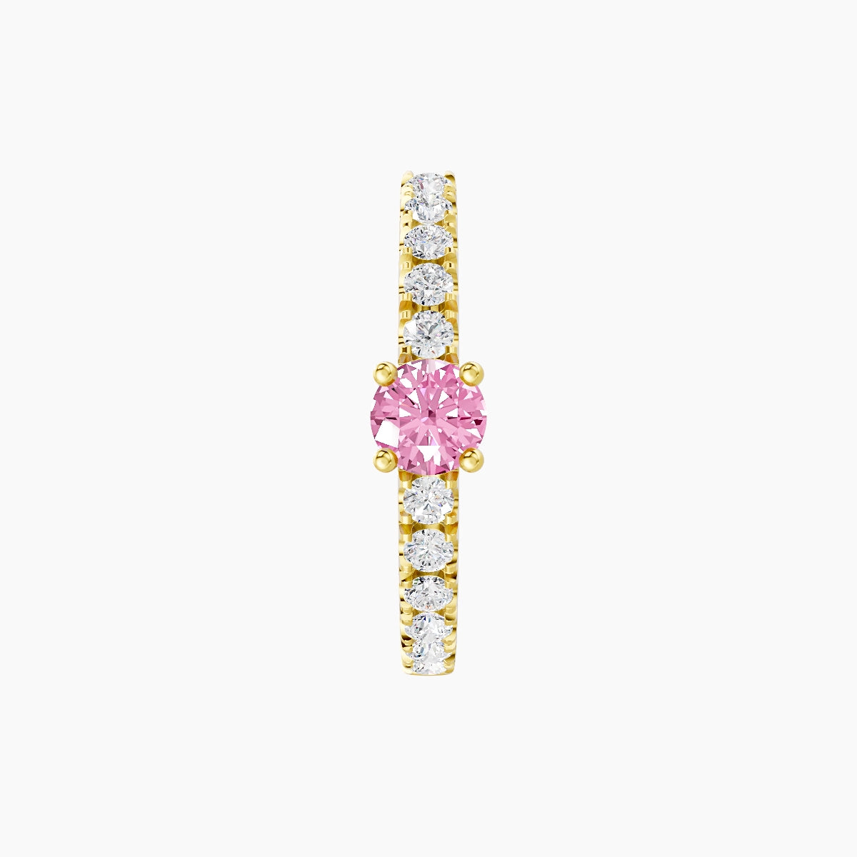Inanna | 18k Yellow Gold 9.5 mm Round Pink Sapphire & Diamond Hoop Piercing