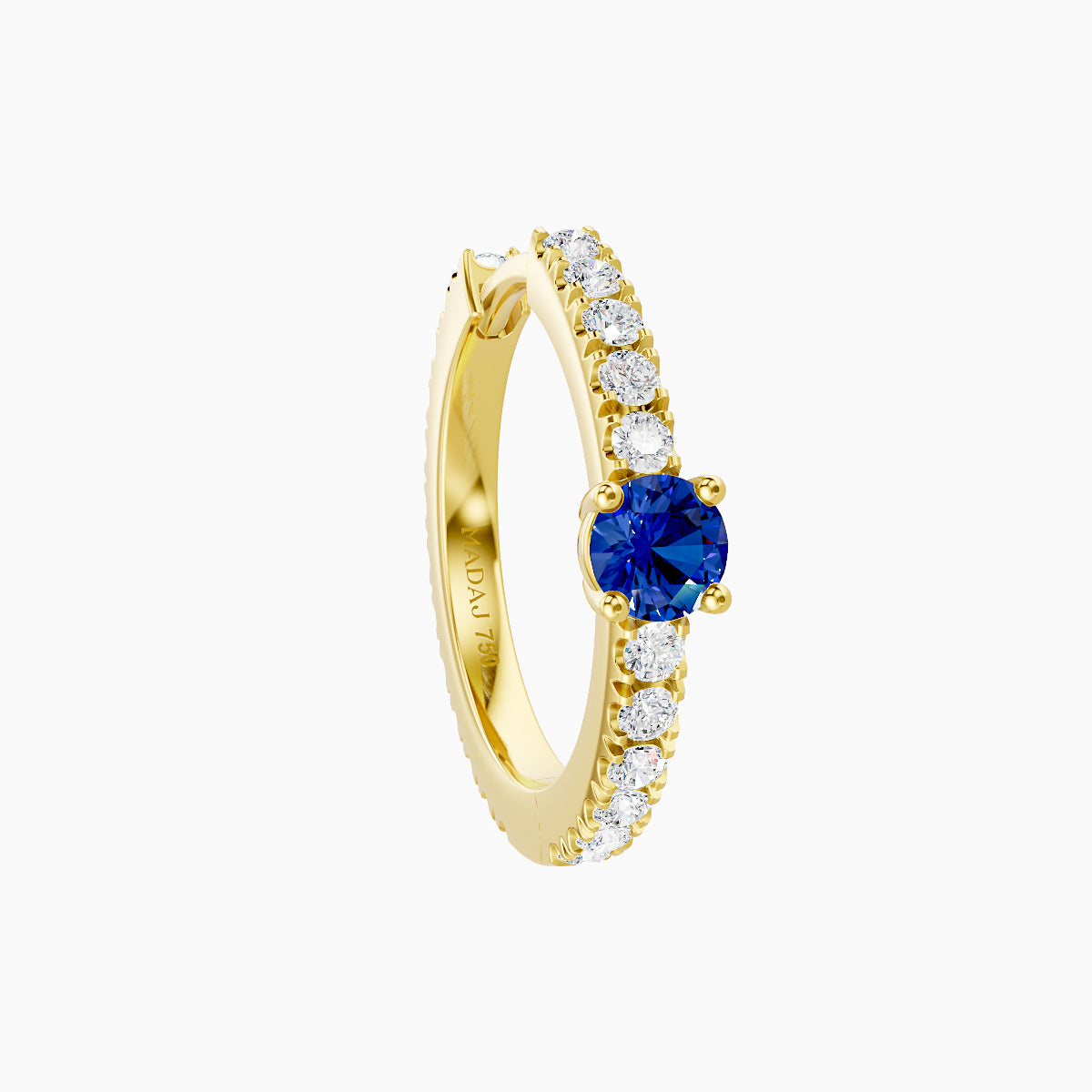 Inanna | 18k Yellow Gold 9.5 mm Round Sapphire & Diamond Hoop Piercing