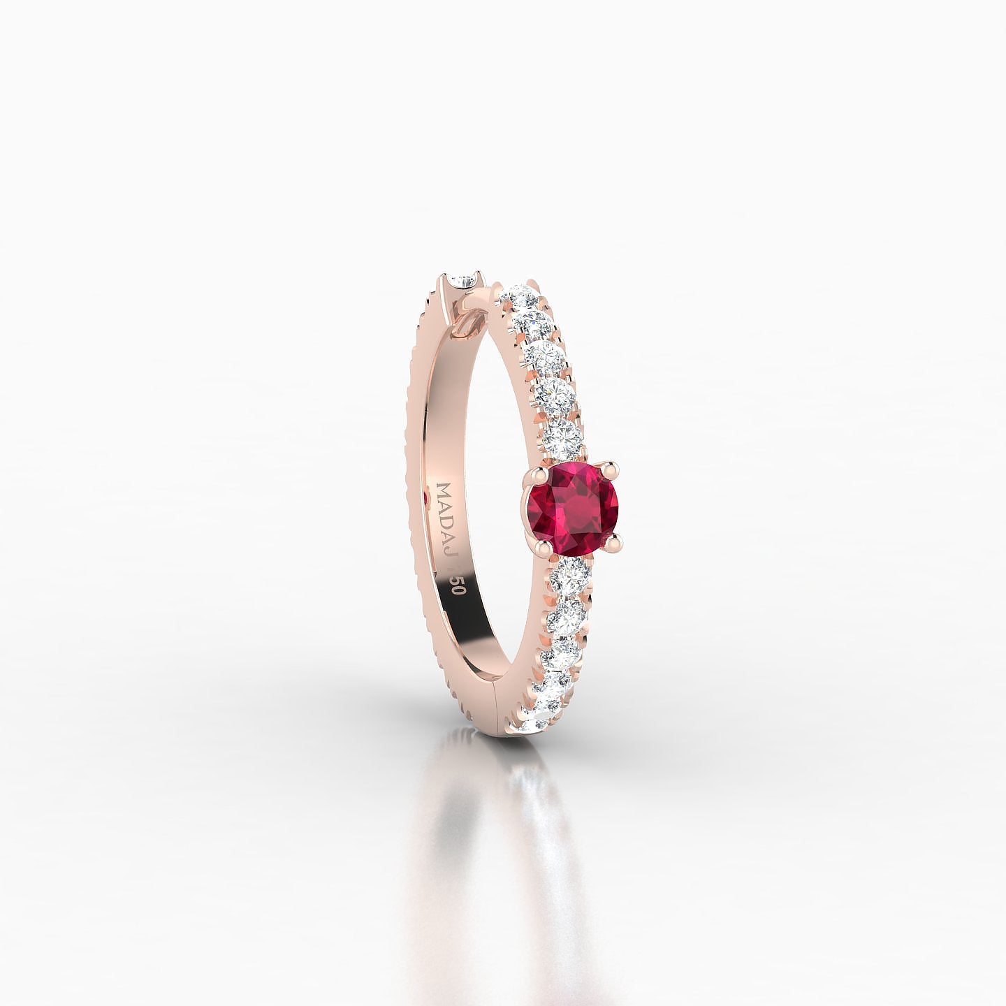 Inanna | 18k Rose Gold 9.5 mm Round Ruby & Diamond Hoop Piercing