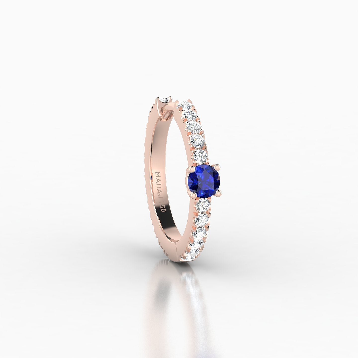 Inanna | 18k Rose Gold 9.5 mm Round Sapphire & Diamond Hoop Piercing