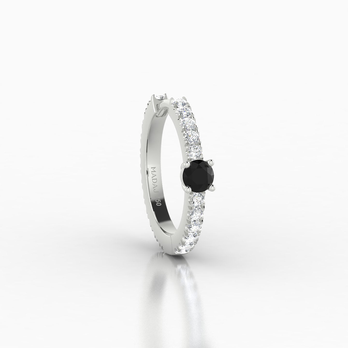 Inanna | 18k White Gold 9.5 mm Round Black Diamond & Diamond Hoop Piercing