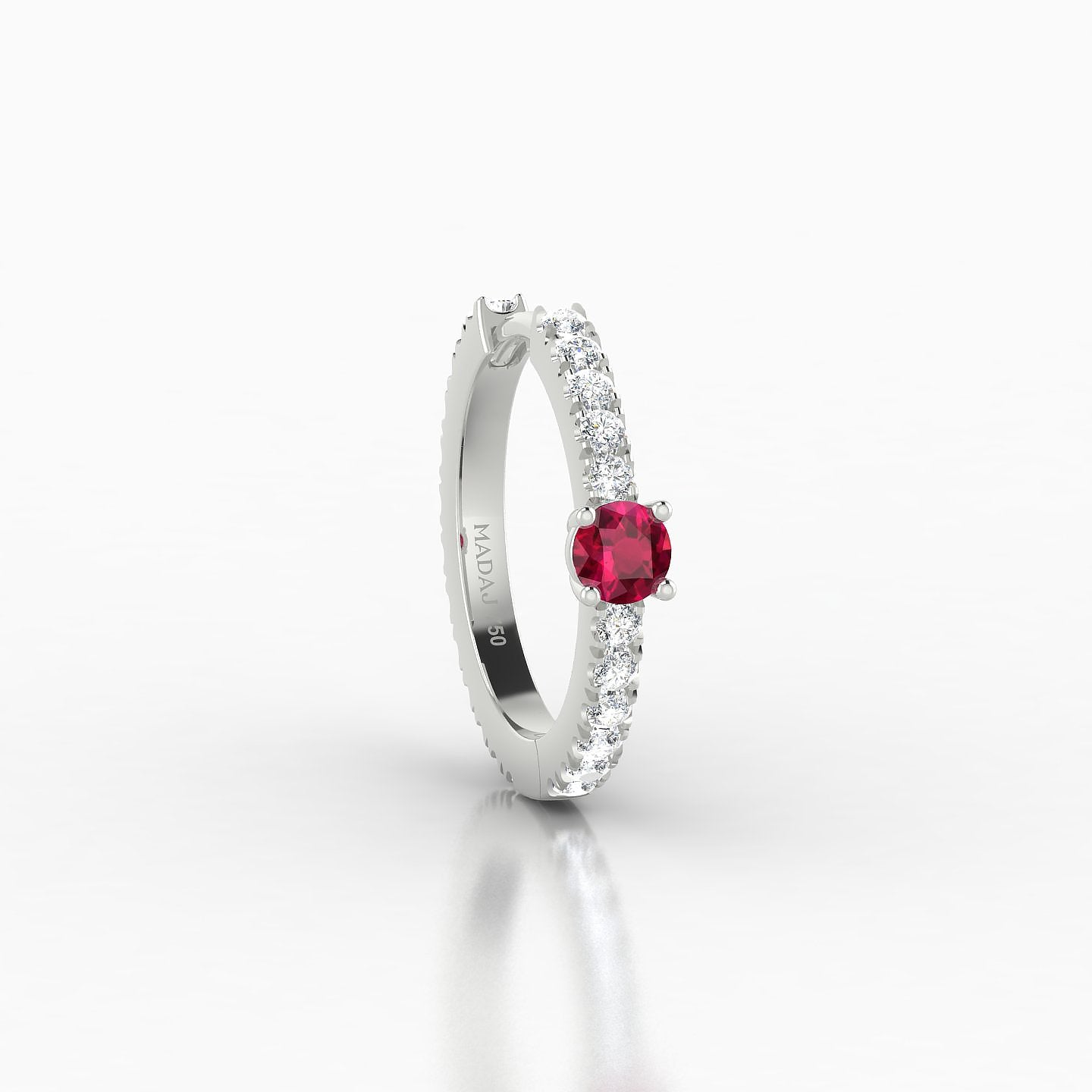 Inanna | 18k White Gold 9.5 mm Round Ruby & Diamond Hoop Piercing