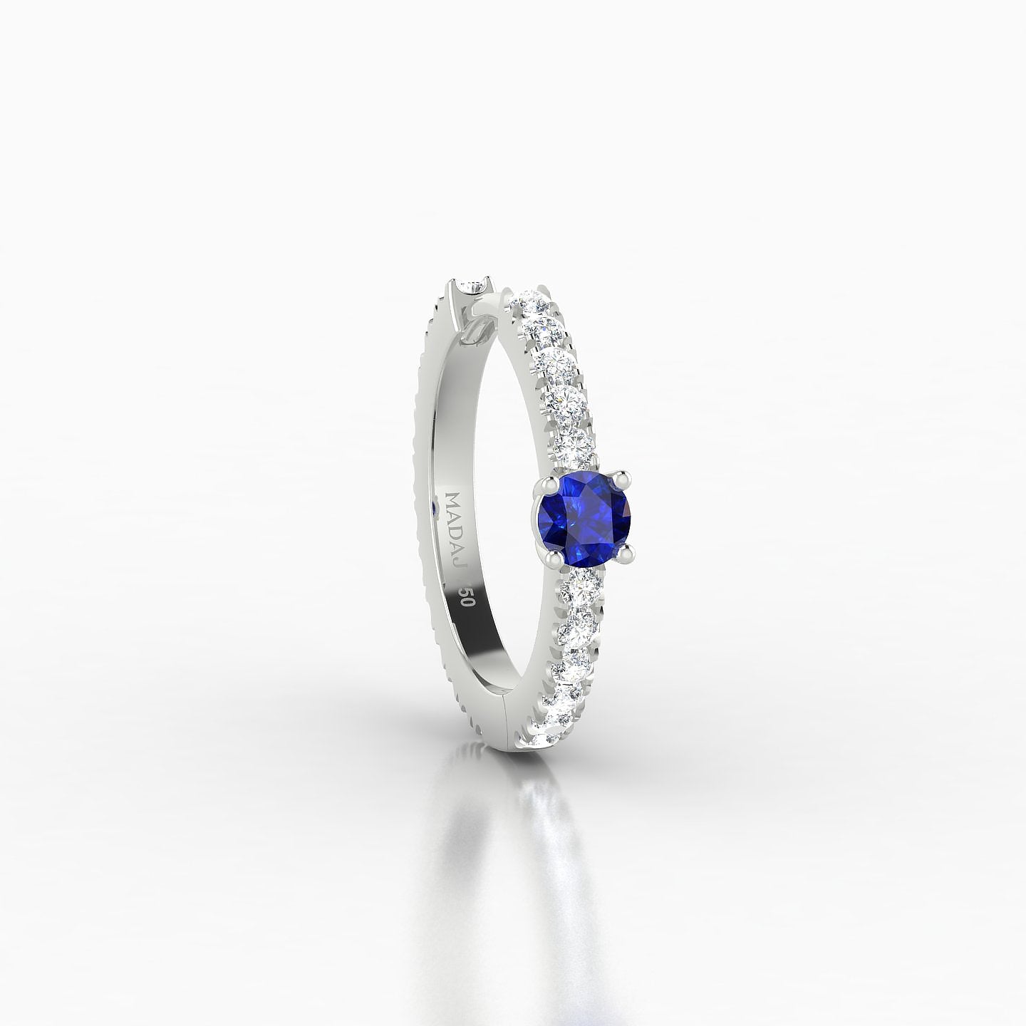 Inanna | 18k White Gold 9.5 mm Round Sapphire & Diamond Hoop Piercing