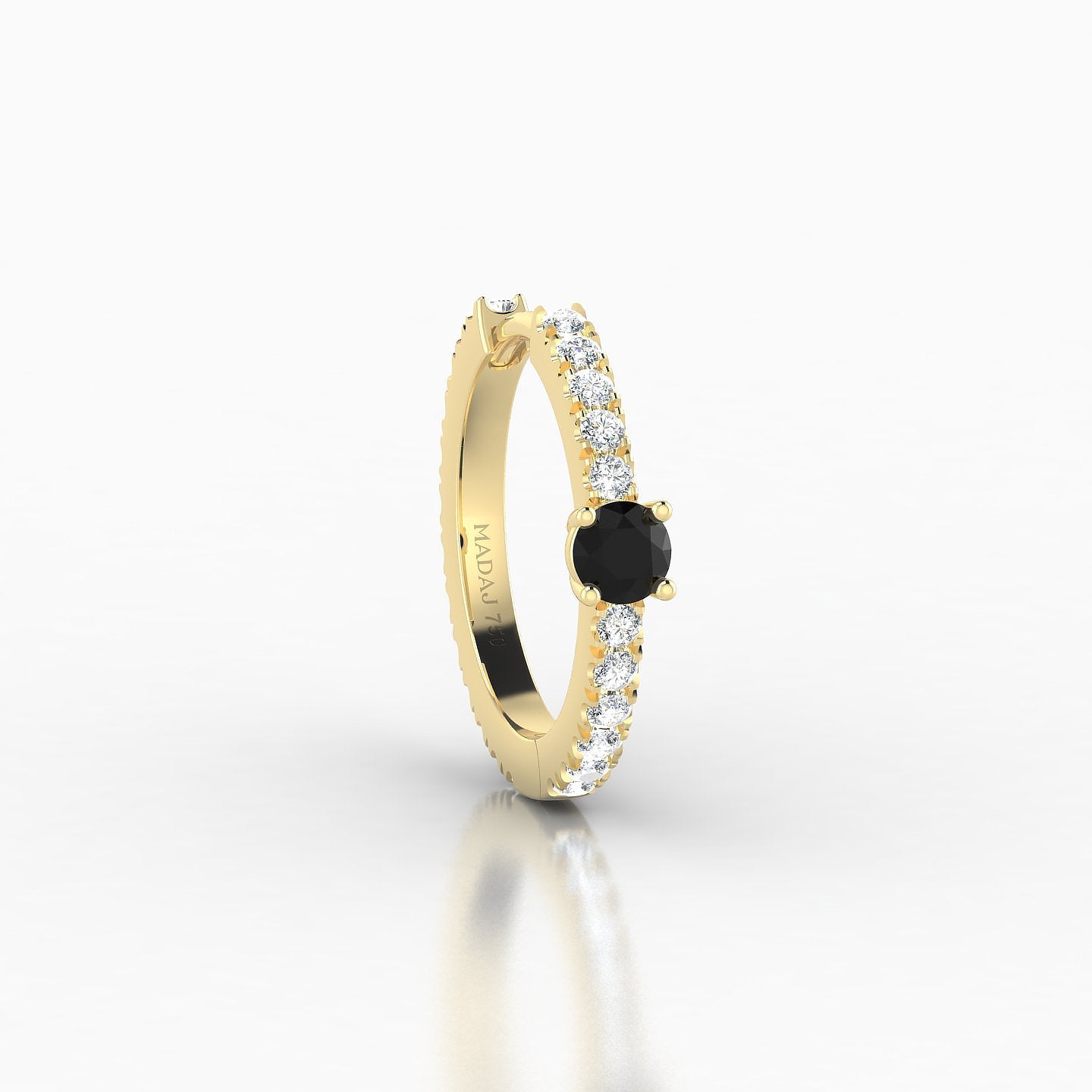 Inanna | 18k Yellow Gold 9.5 mm Round Black Diamond & Diamond Hoop Piercing