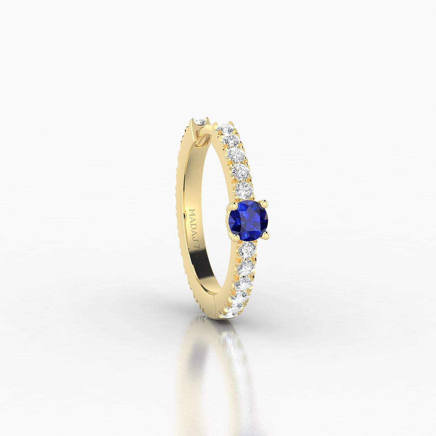 Inanna | 18k Yellow Gold 9.5 mm Round Sapphire & Diamond Hoop Piercing