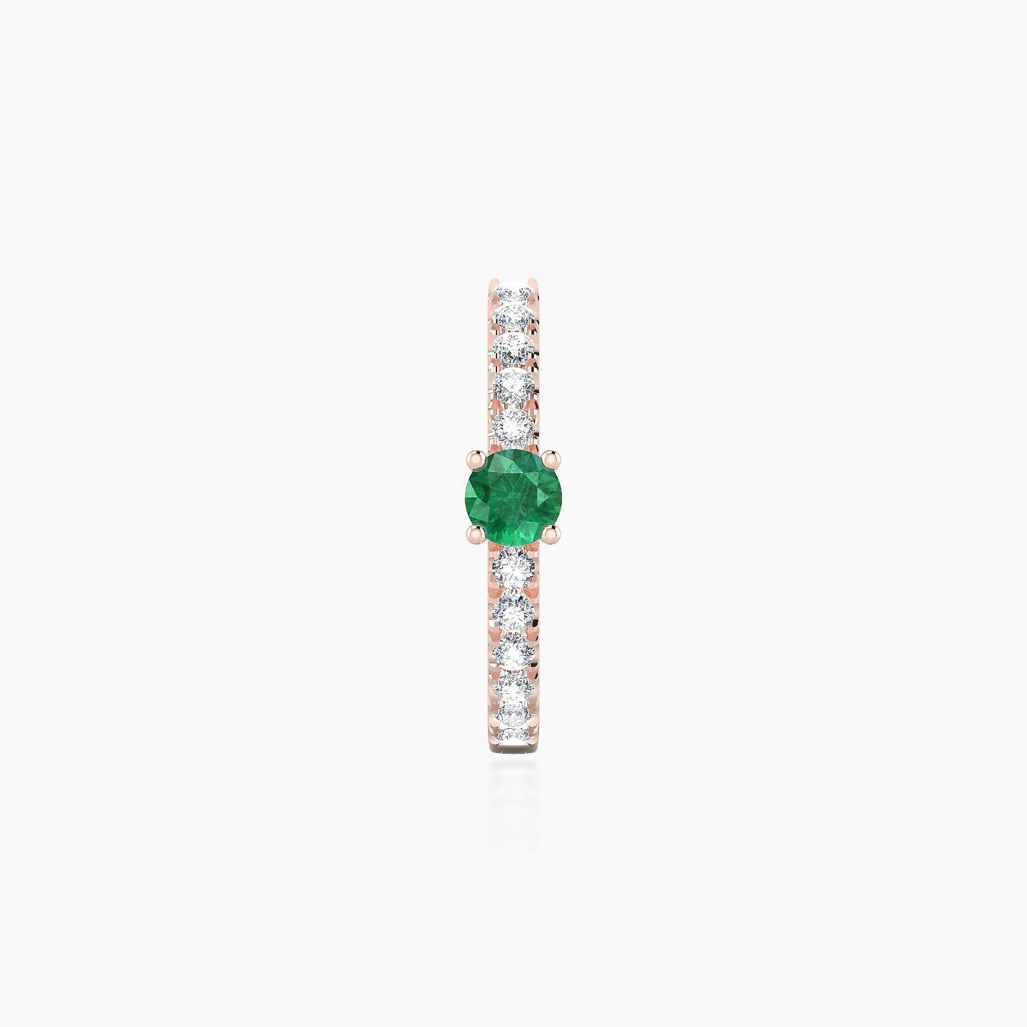 Inanna | 18k Rose Gold 9.5 mm Round Emerald & Diamond Hoop Piercing