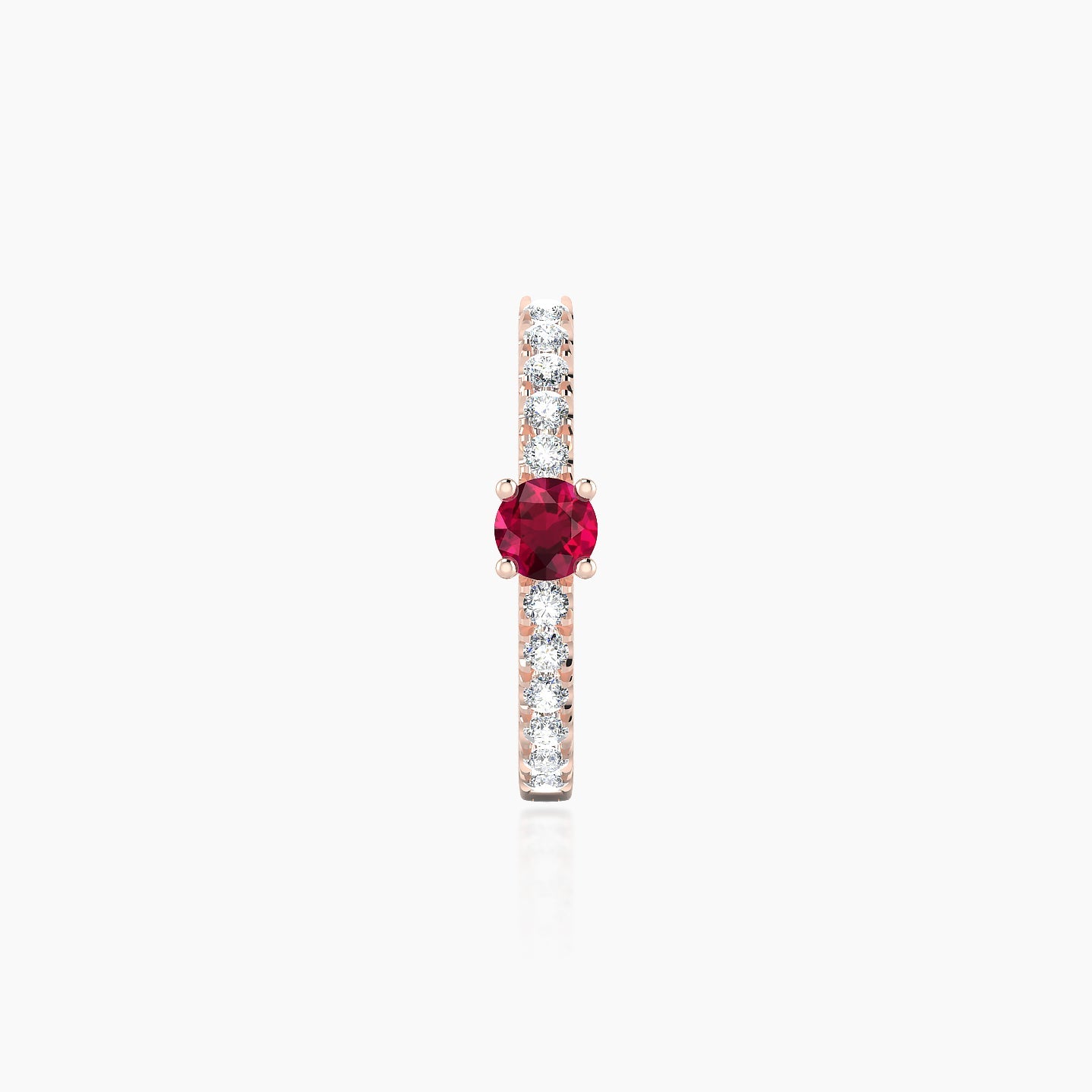 Inanna | 18k Rose Gold 9.5 mm Round Ruby & Diamond Hoop Piercing