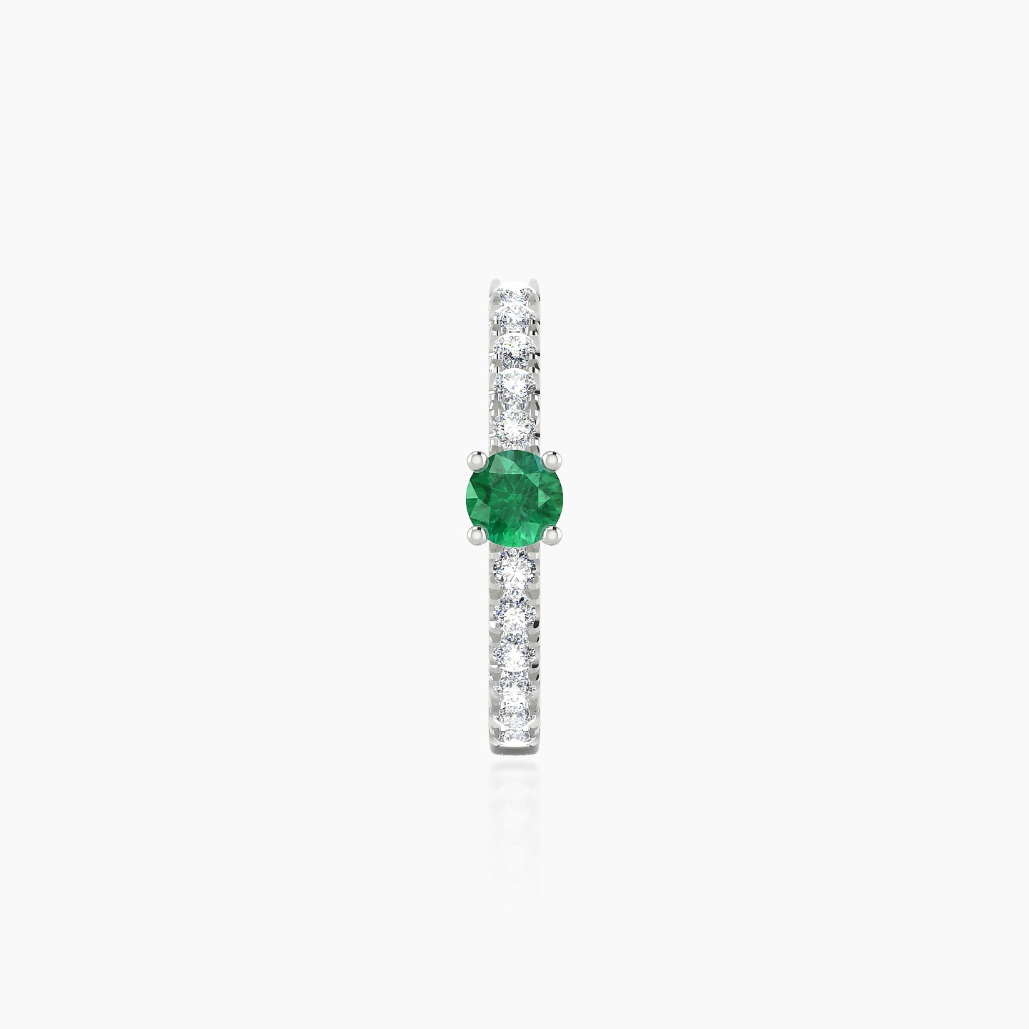 Inanna | 18k White Gold 9.5 mm Round Emerald & Diamond Hoop Piercing