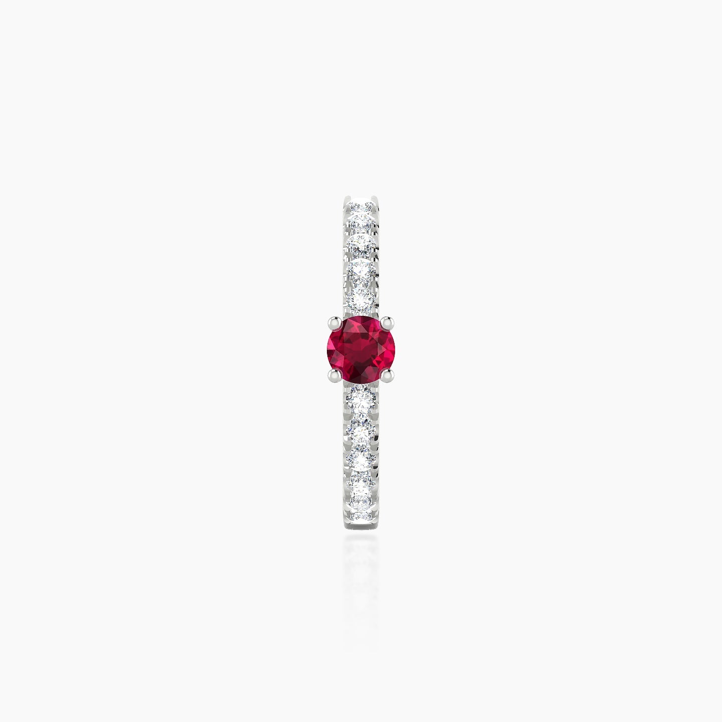 Inanna | 18k White Gold 9.5 mm Round Ruby & Diamond Hoop Piercing