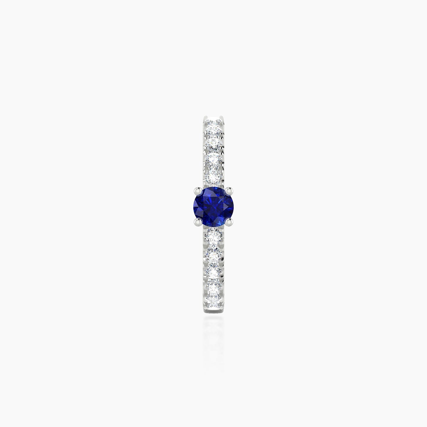 Inanna | 18k White Gold 9.5 mm Round Sapphire & Diamond Hoop Piercing