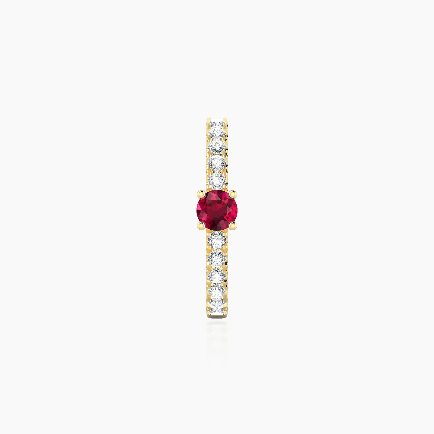 Inanna | 18k Yellow Gold 9.5 mm Round Ruby & Diamond Hoop Piercing