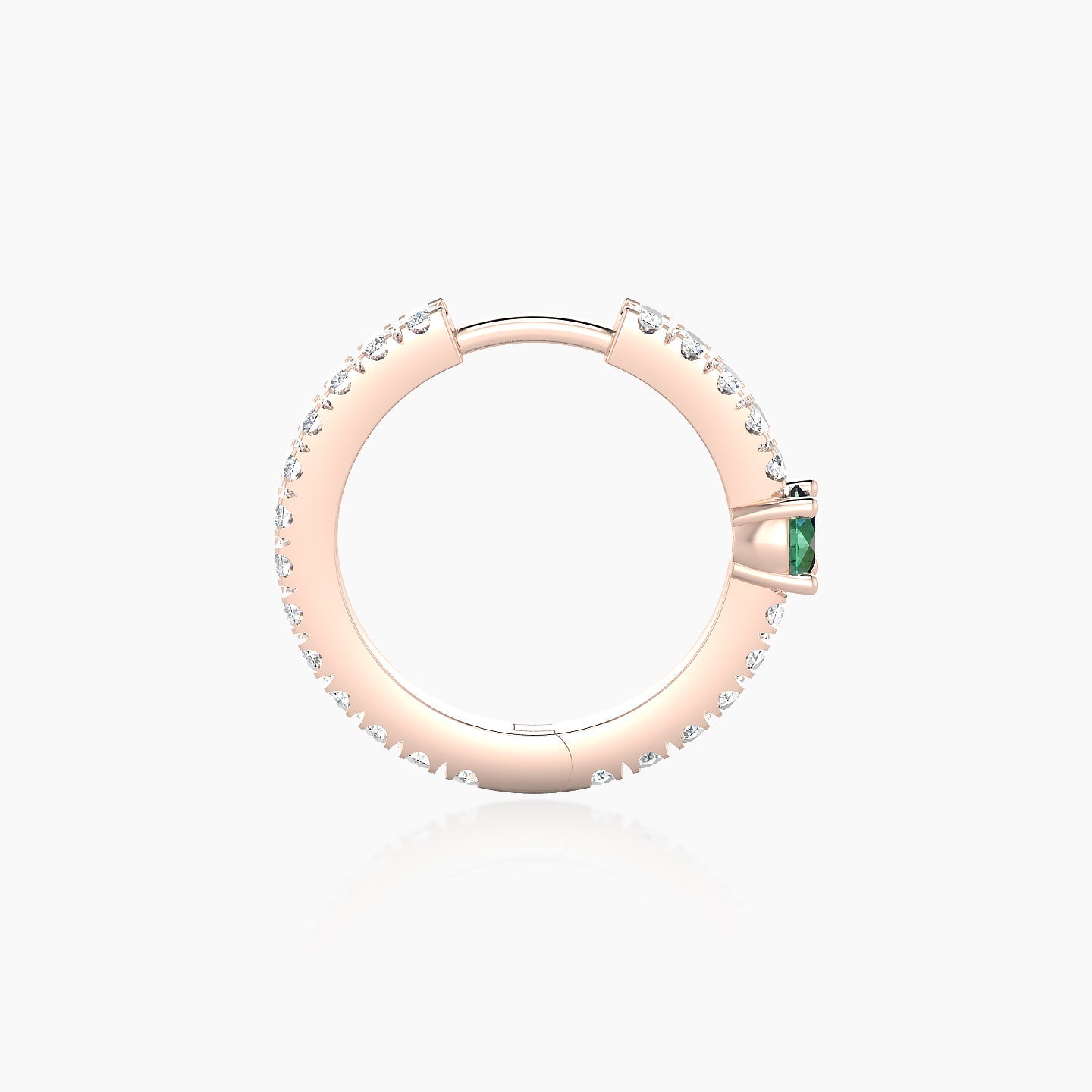 Inanna | 18k Rose Gold 9.5 mm Round Emerald & Diamond Hoop Piercing