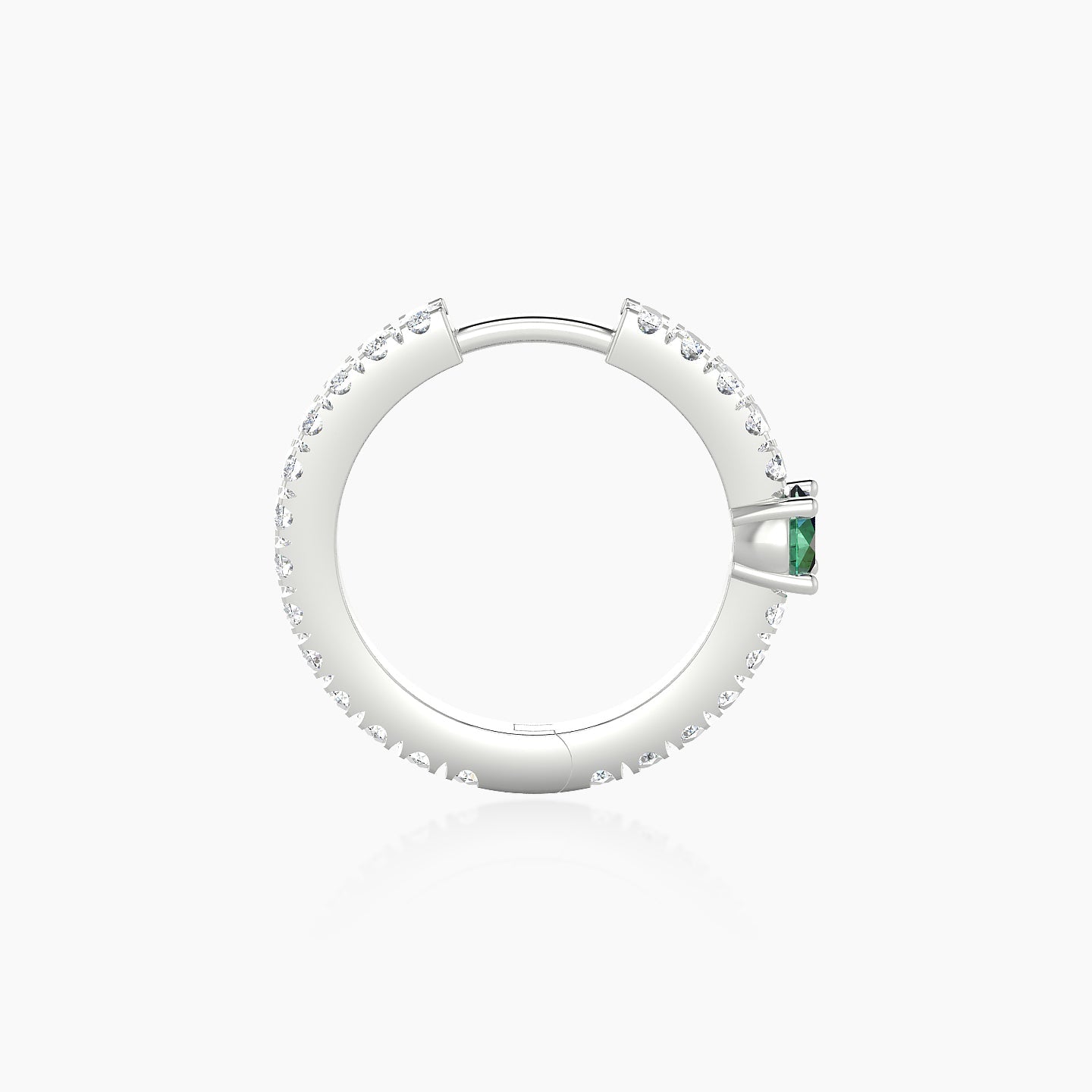 Inanna | 18k White Gold 9.5 mm Round Emerald & Diamond Hoop Piercing