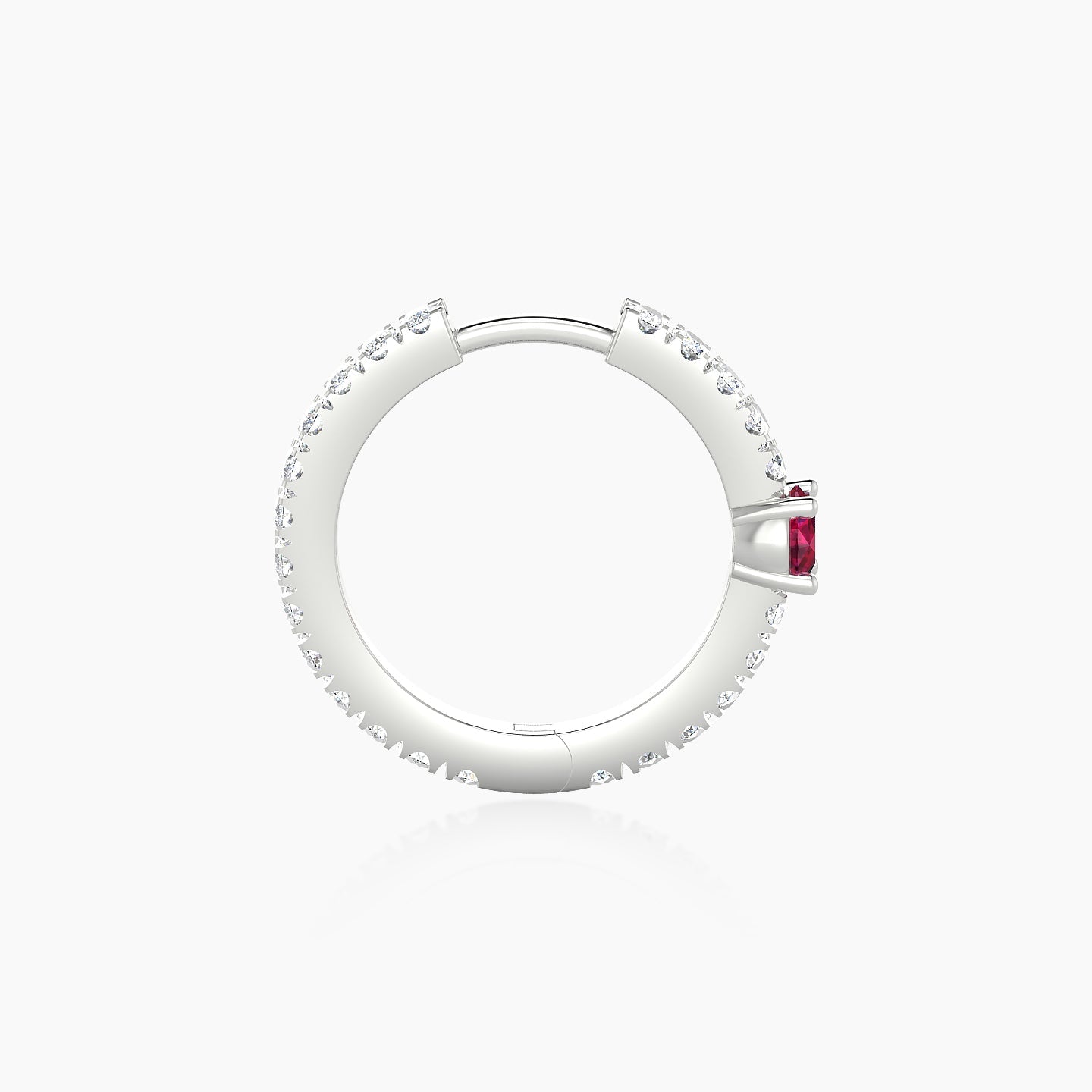 Inanna | 18k White Gold 9.5 mm Round Ruby & Diamond Hoop Piercing