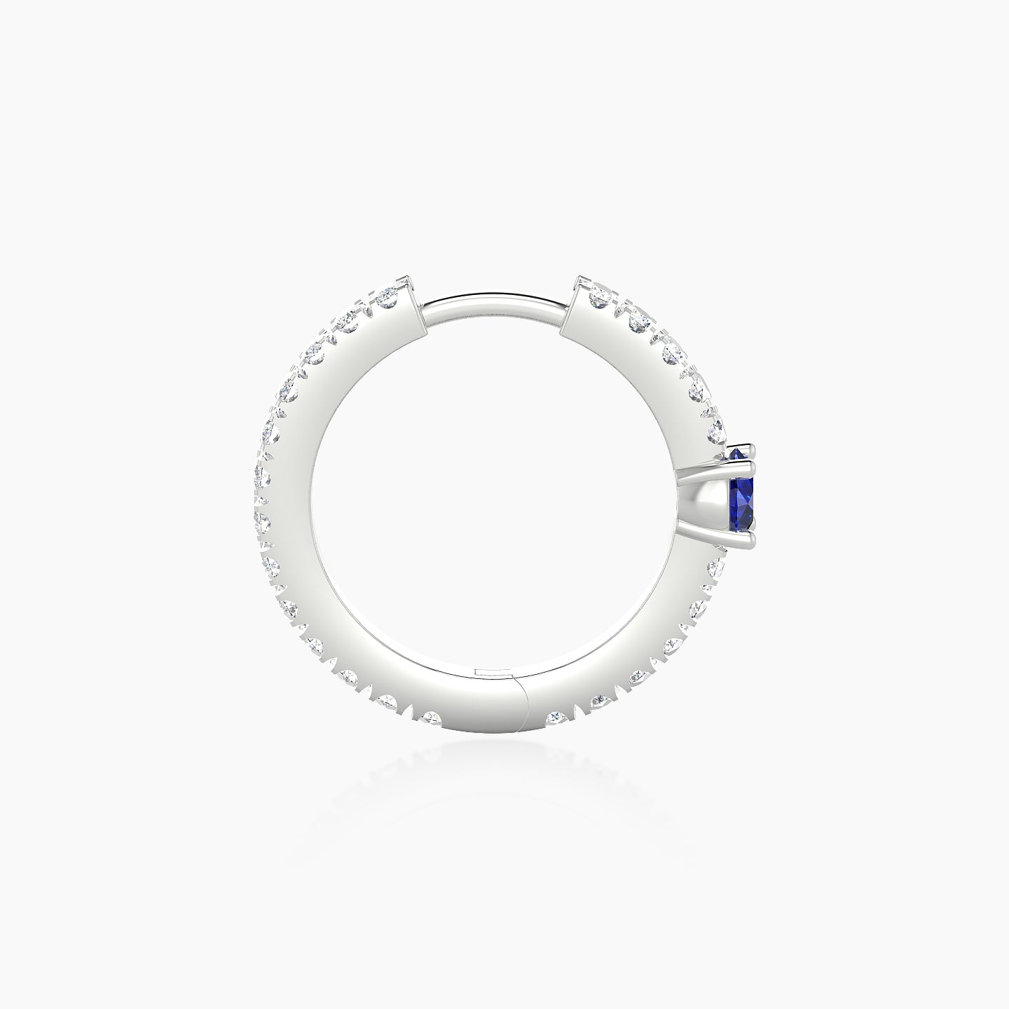 Inanna | 18k White Gold 9.5 mm Round Sapphire & Diamond Hoop Piercing