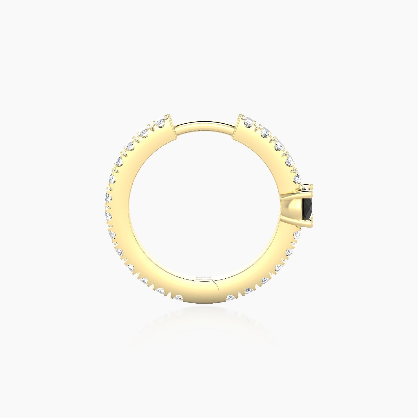 Inanna | 18k Yellow Gold 9.5 mm Round Black Diamond & Diamond Hoop Piercing