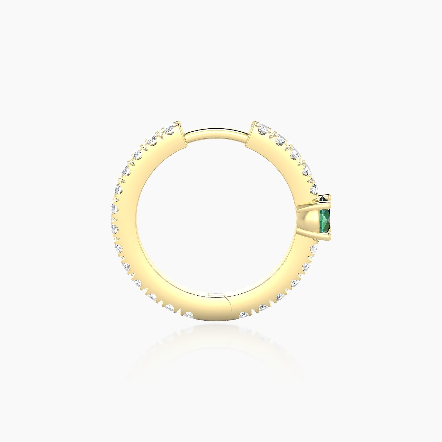 Inanna | 18k Yellow Gold 9.5 mm Round Emerald & Diamond Hoop Piercing