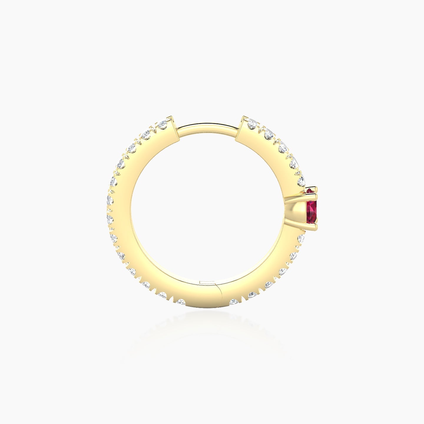 Inanna | 18k Yellow Gold 9.5 mm Round Ruby & Diamond Hoop Piercing