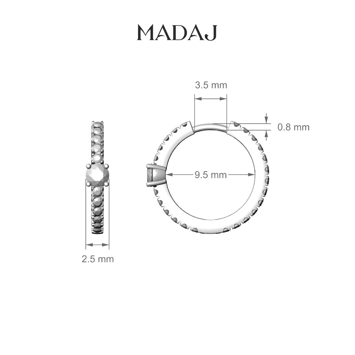 Inanna | 18k Rose Gold 9.5 mm Round Emerald & Diamond Hoop Piercing