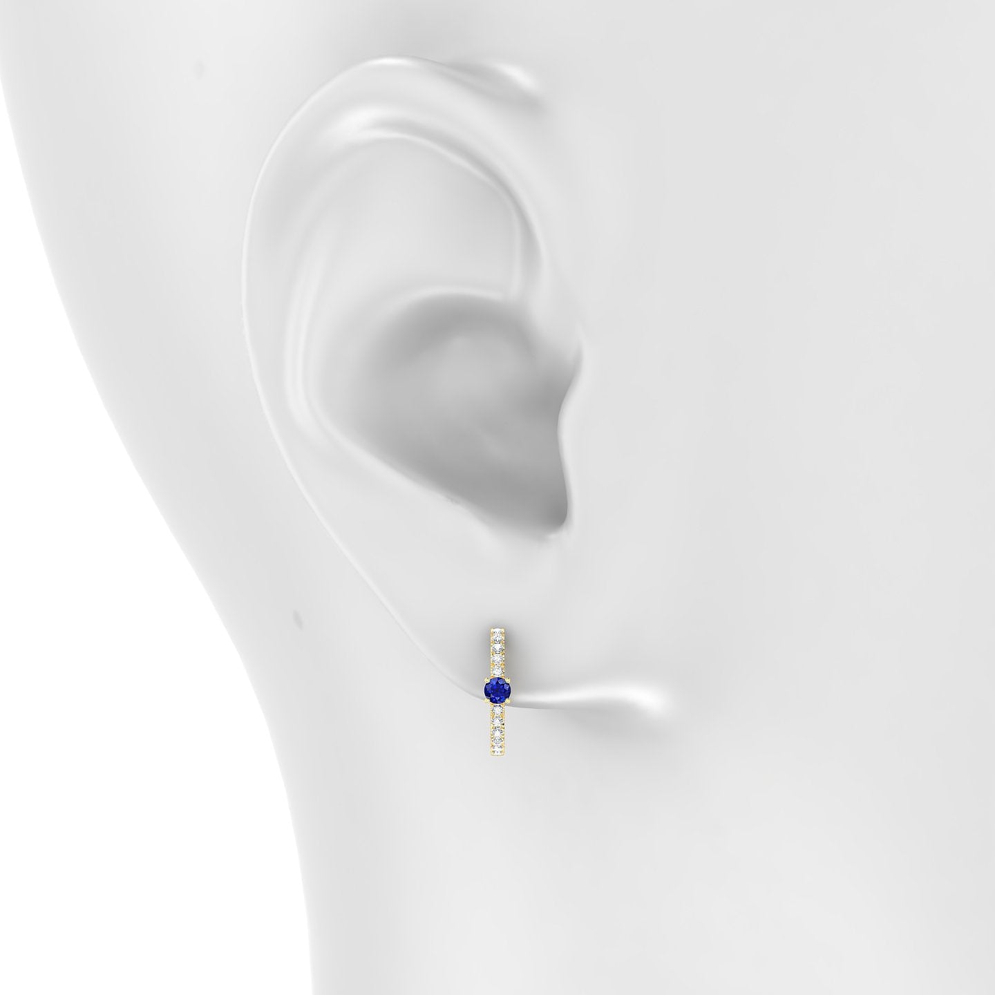 Inanna | 18k Yellow Gold 9.5 mm Round Sapphire & Diamond Hoop Piercing