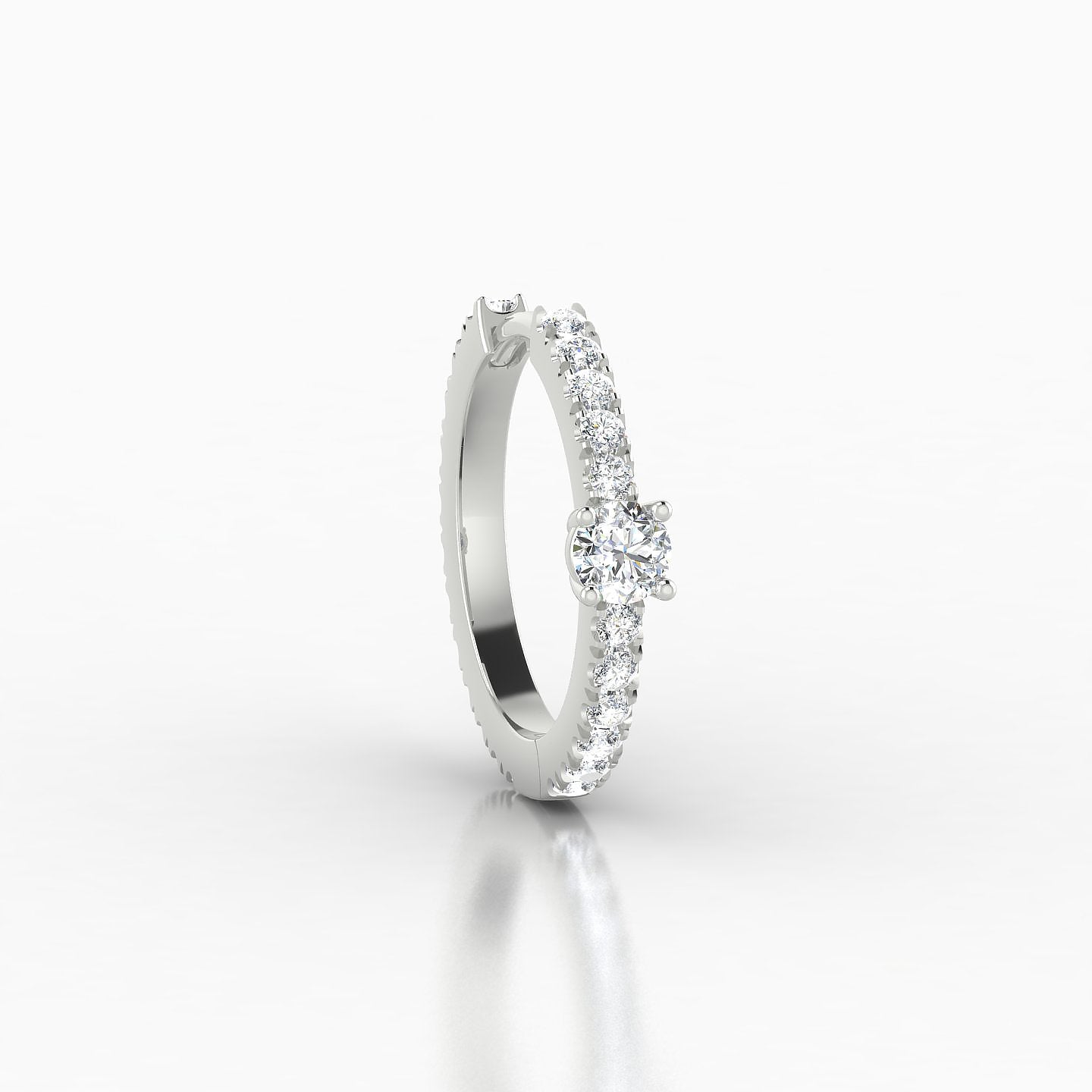 Inanna | 18k White Gold 9.5 mm Round Diamond Nose Ring Piercing