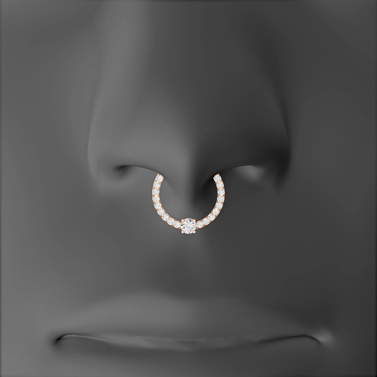 Inanna | 18k Rose Gold 9.5 mm Round Diamond Septum Piercing