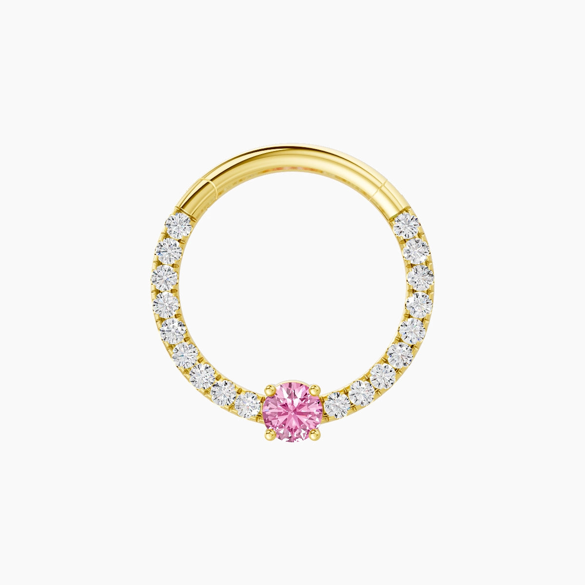 Inanna | 18k Yellow Gold 9.5 mm Round Pink Sapphire & Diamond Septum Piercing